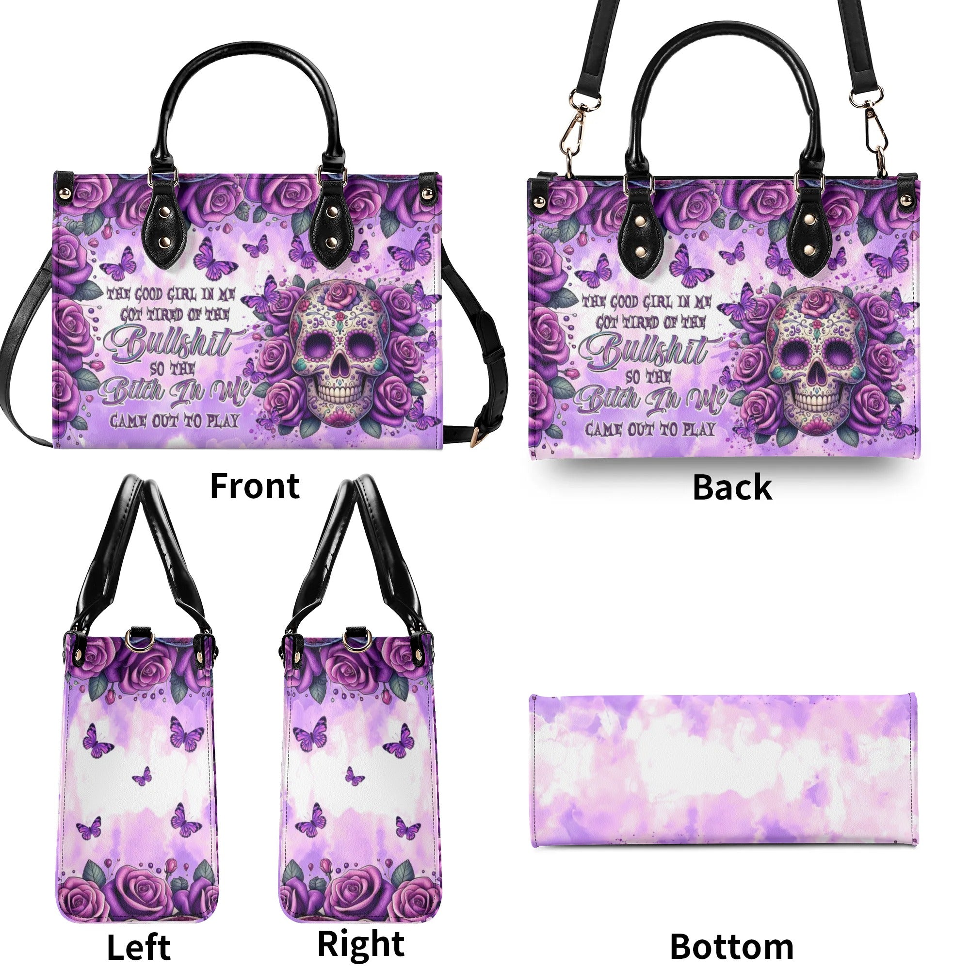 SUGAR SKULL ROSE LEATHER HANDBAG  - TLTR0810245