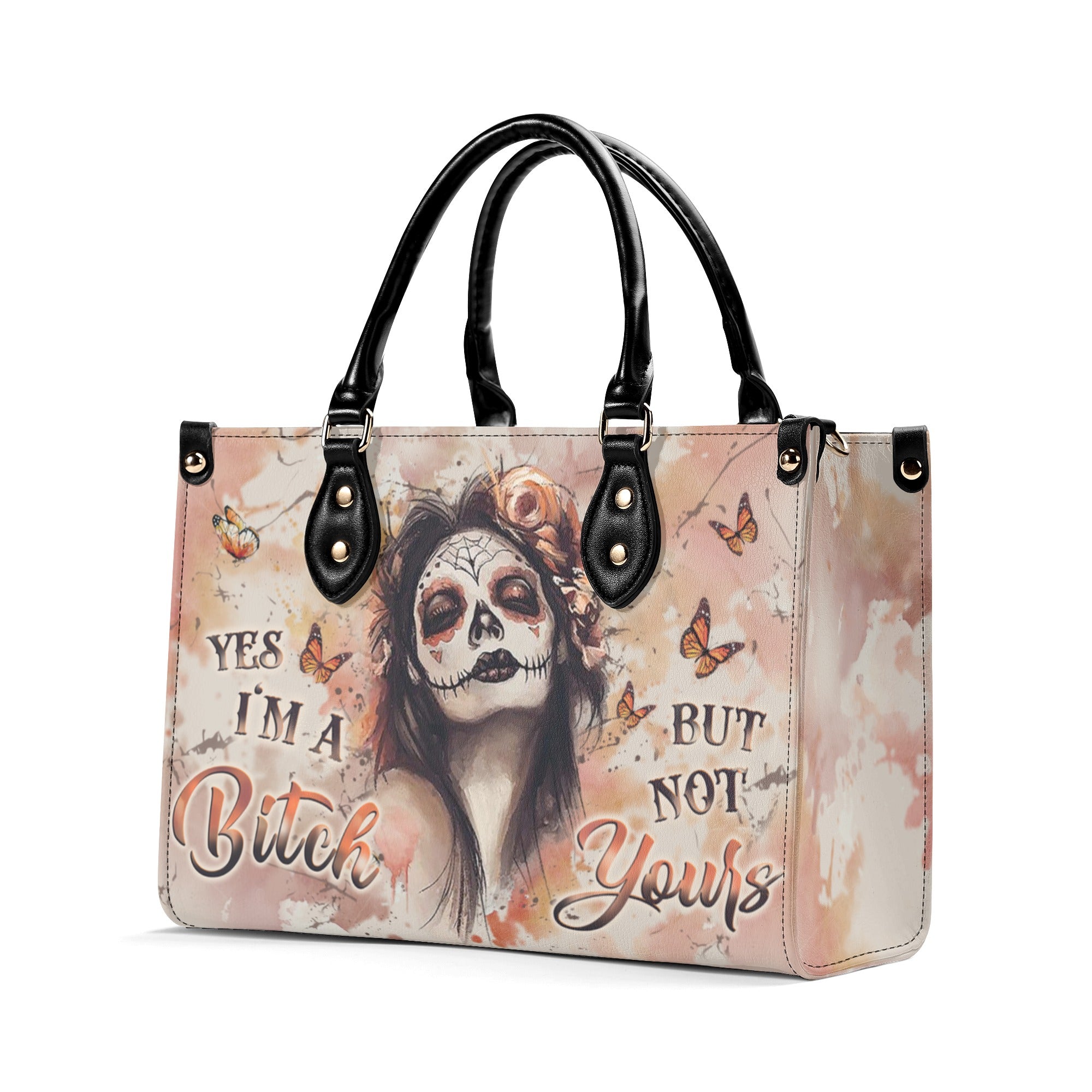 YES I'M A B BUT NOT YOURS LEATHER HANDBAG - YHLT2511245