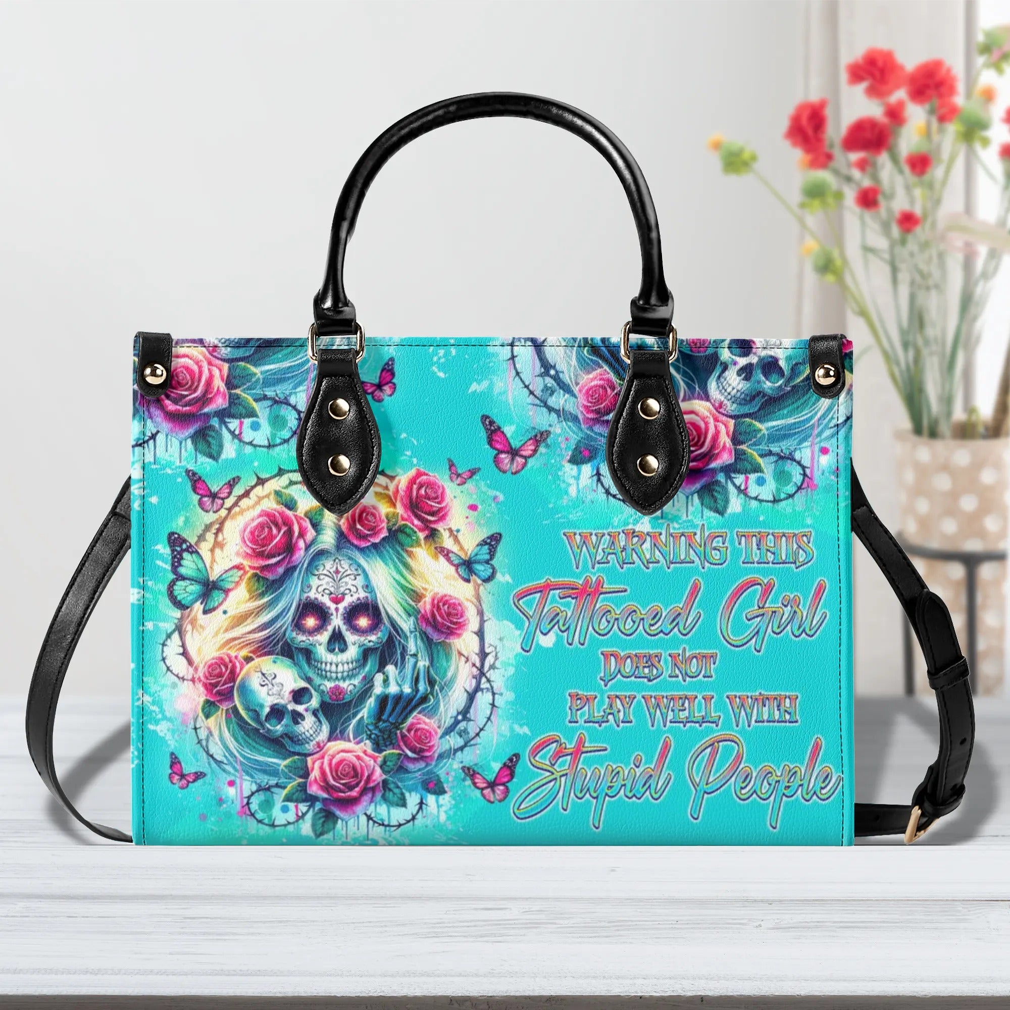 WARNING THIS TATTOOED GIRL LEATHER HANDBAG - TLNZ1106245