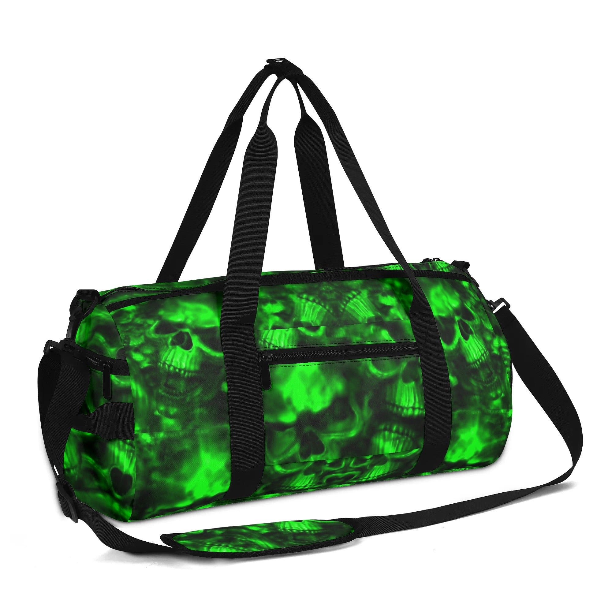 GREEN FIRE SKULL TRAVEL BAG - YHHN1208254