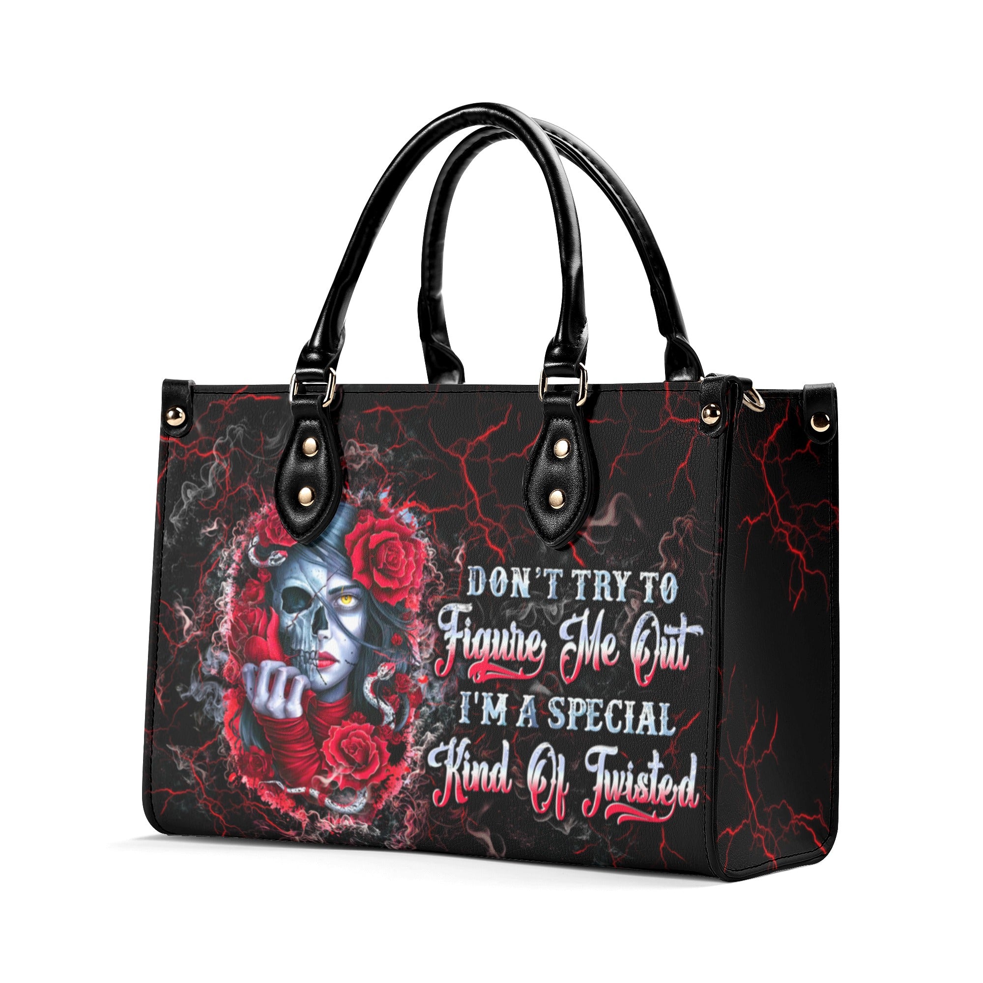 DON'T TRY TO FIGURE ME OUT SKULL LADY LEATHER HANDBAG - TLTW0711245