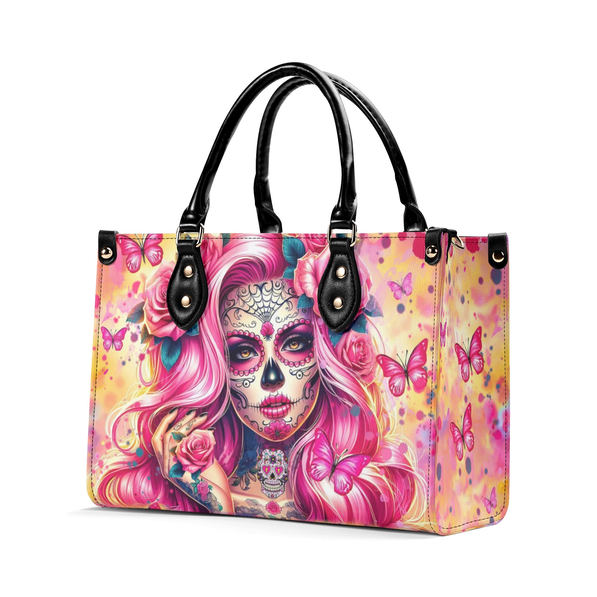 SUGAR SKULL LADY ROSES LEATHER HANDBAG - YHHN2011241