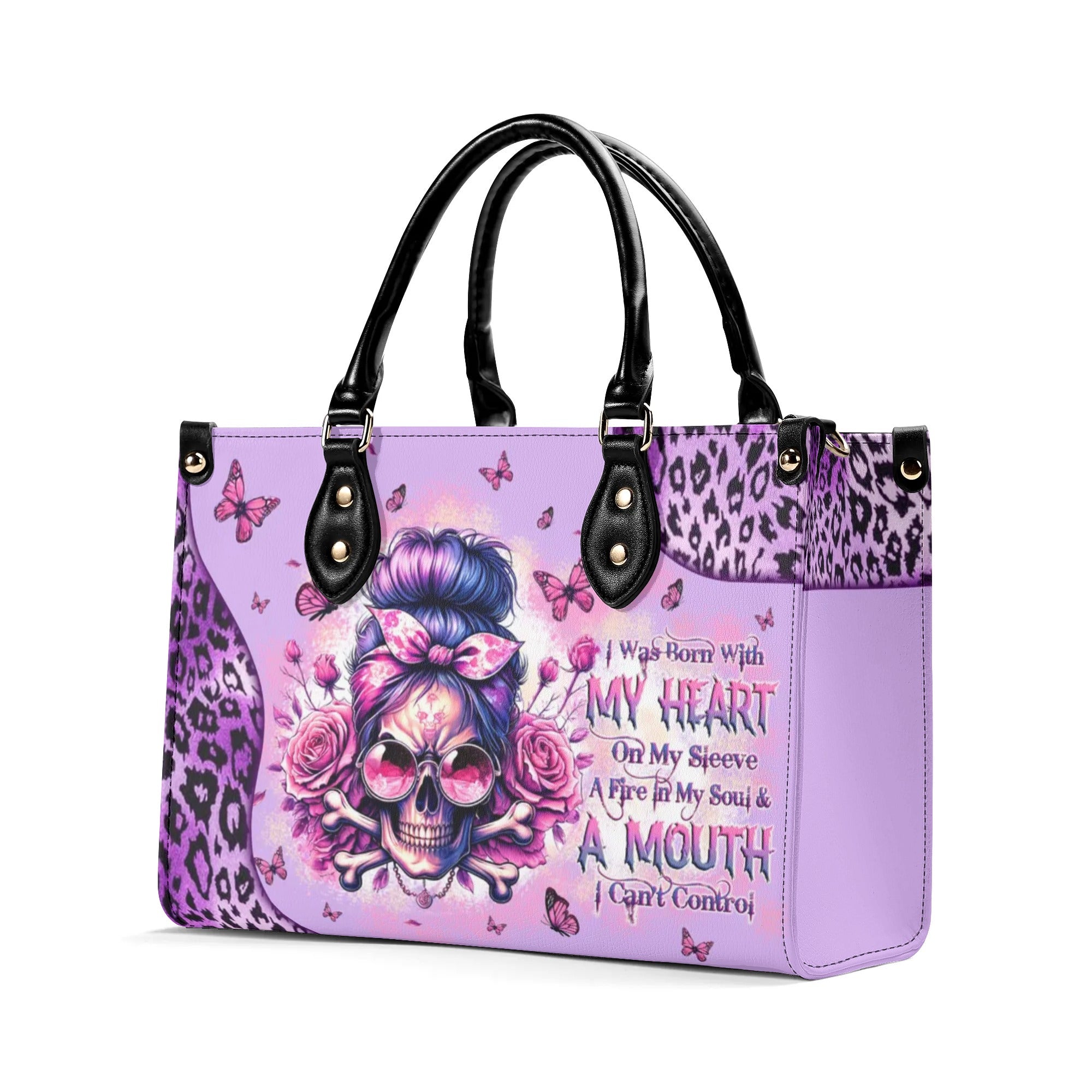 A MOUTH I CAN'T CONTROL MESSY BUN SKULL LEATHER HANDBAG - TLTW2705242