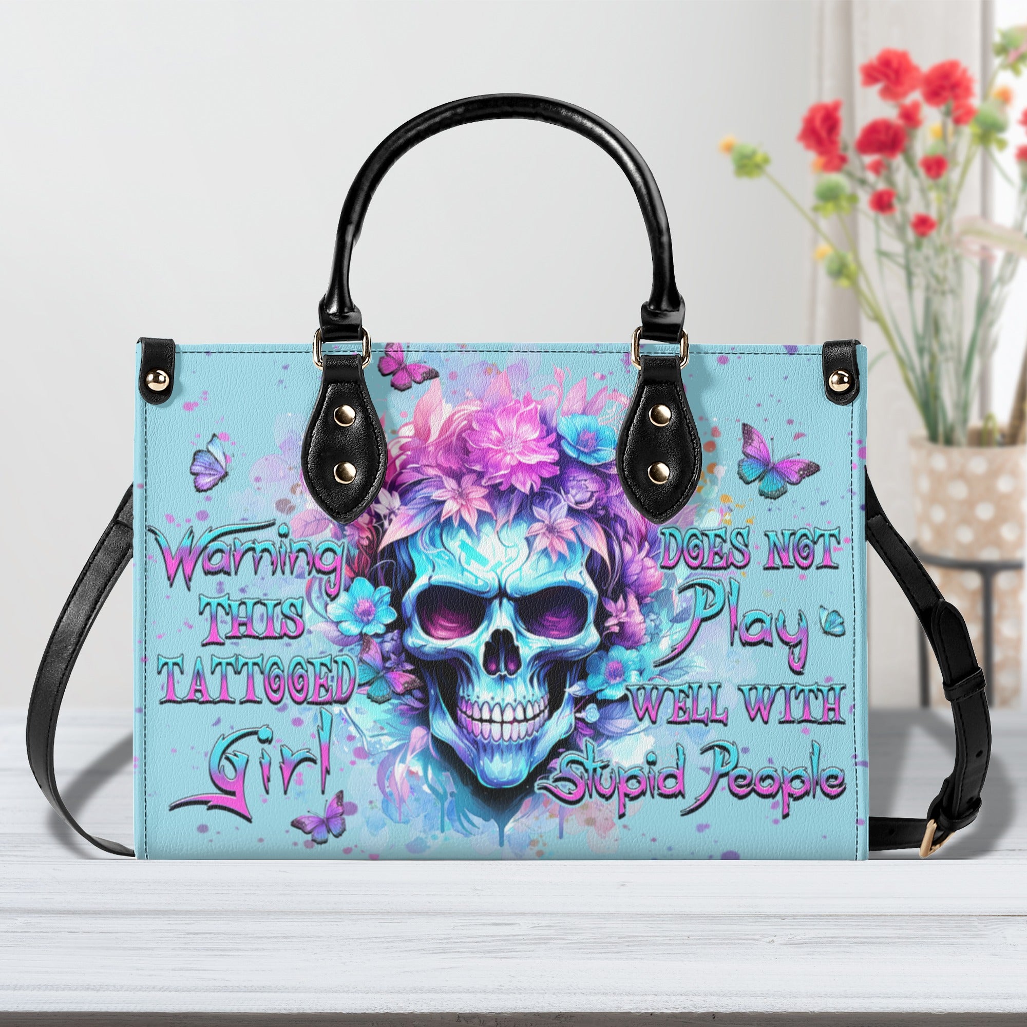 WARNING THIS TATTOOED GIRL LEATHER HANDBAG - YHHN2810244