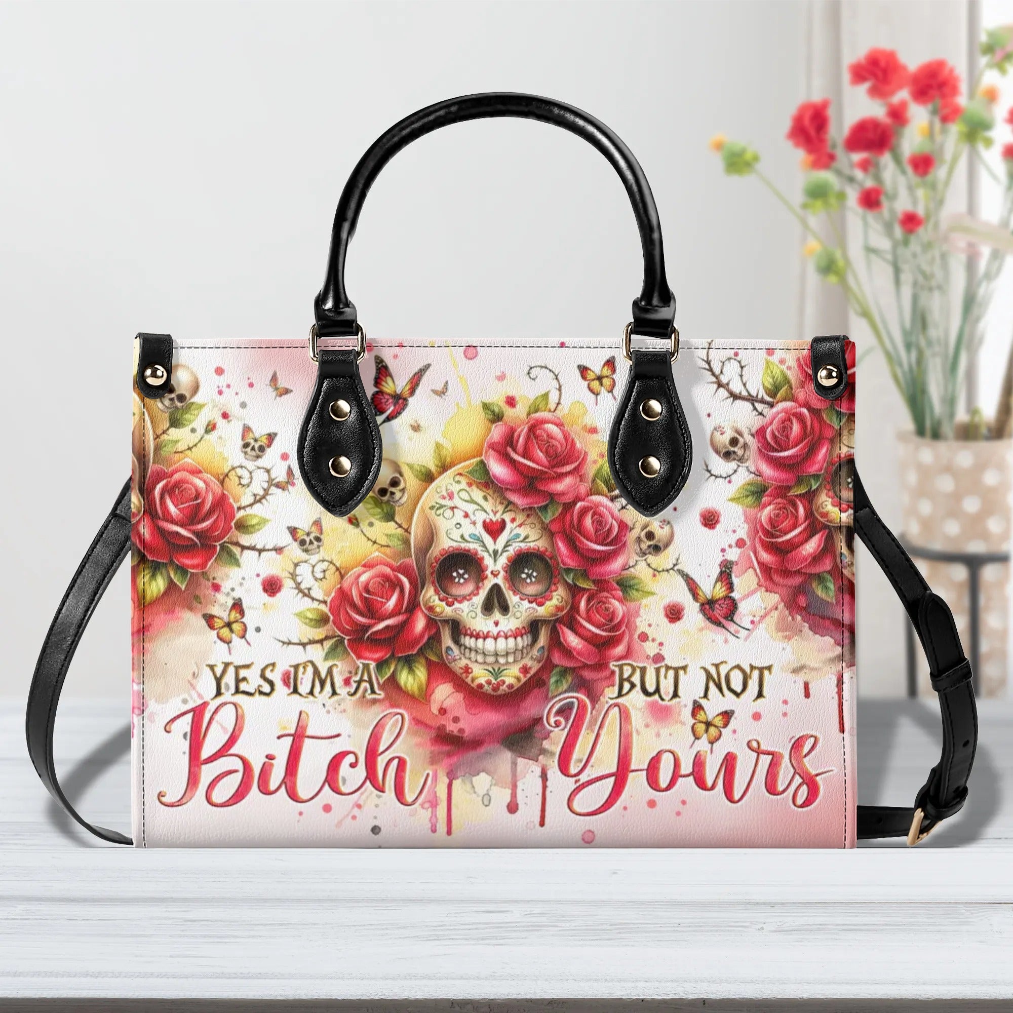 YES I'M A B BUT NOT YOURS LEATHER HANDBAG - TLNO2307243