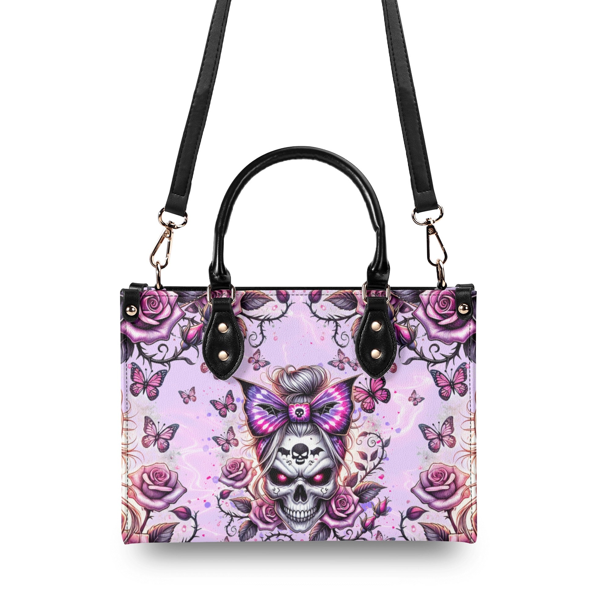 SKULL MESSY BUN  LEATHER HANDBAG - TLNT1210242