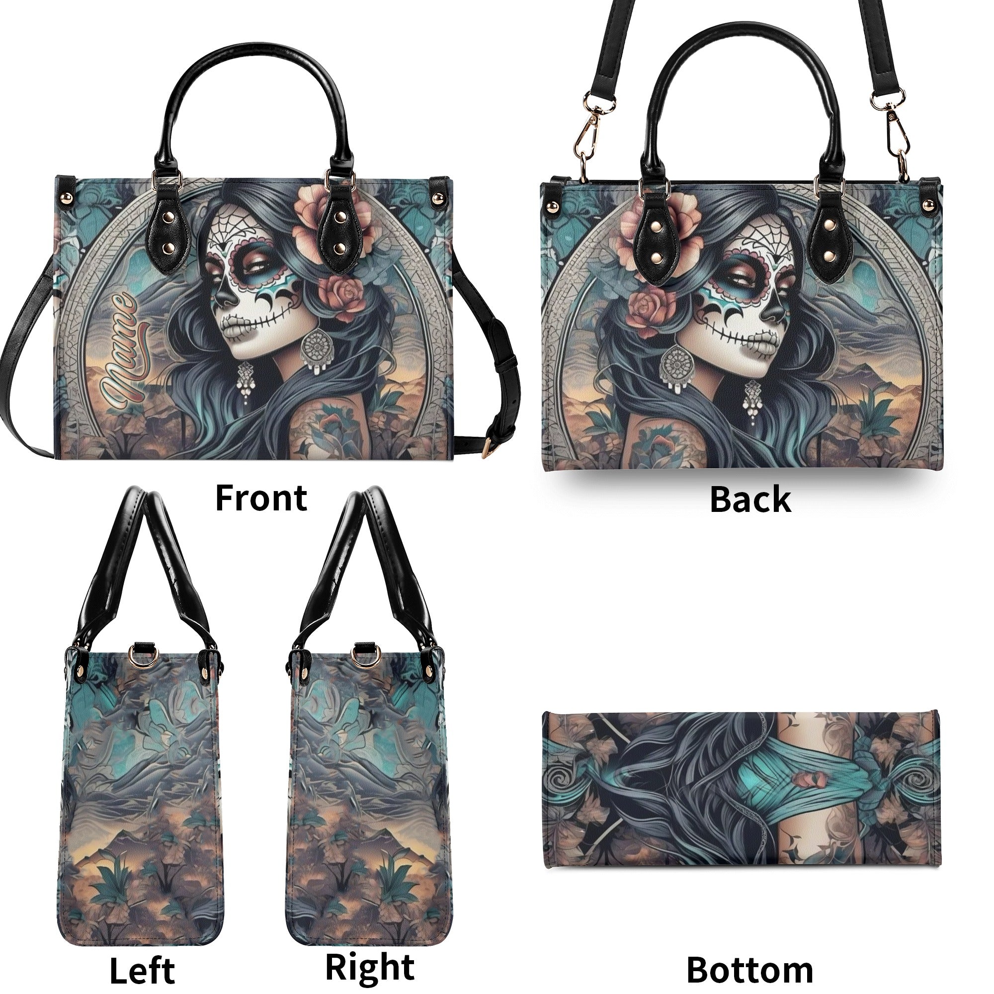 SUGAR SKULL LADY LEATHER HANDBAG - YHLN1912244