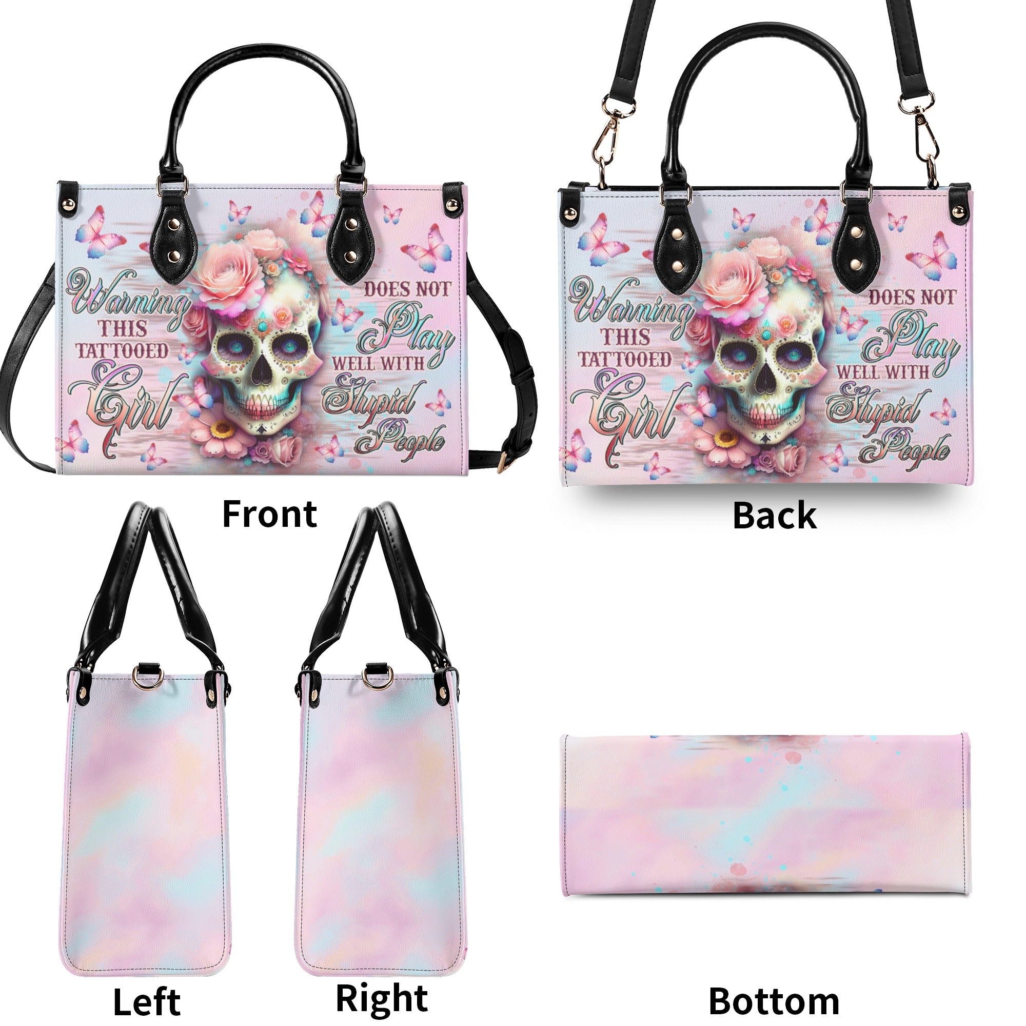 WARNING THIS TATTOOED GIRL  LEATHER HANDBAG - TLTW2211243