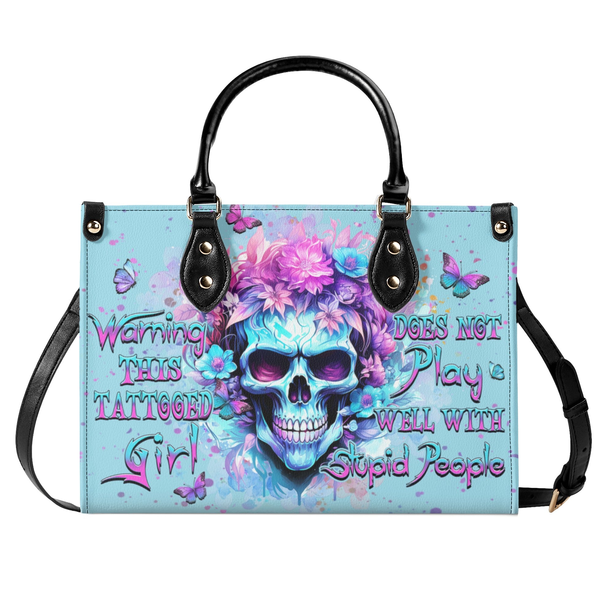 WARNING THIS TATTOOED GIRL LEATHER HANDBAG - YHHN2810244