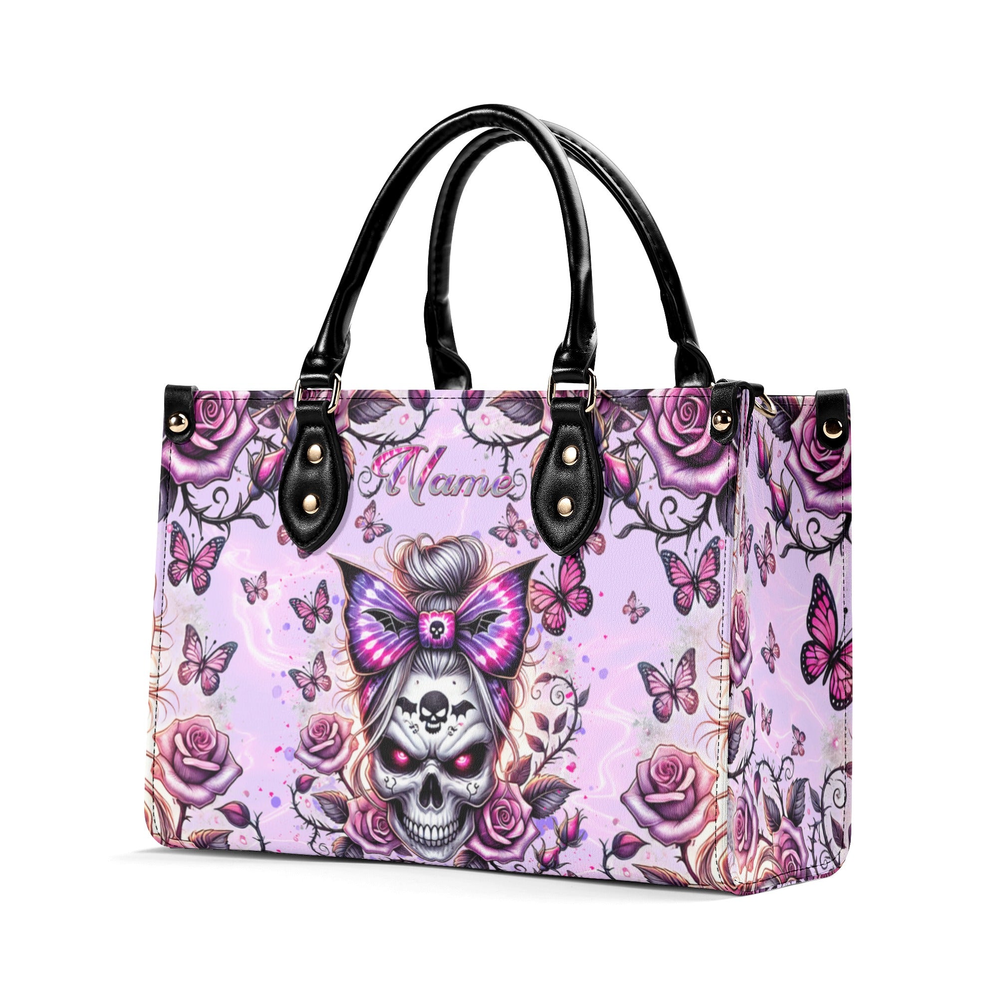 SKULL MESSY BUN  LEATHER HANDBAG - TLNT1210242