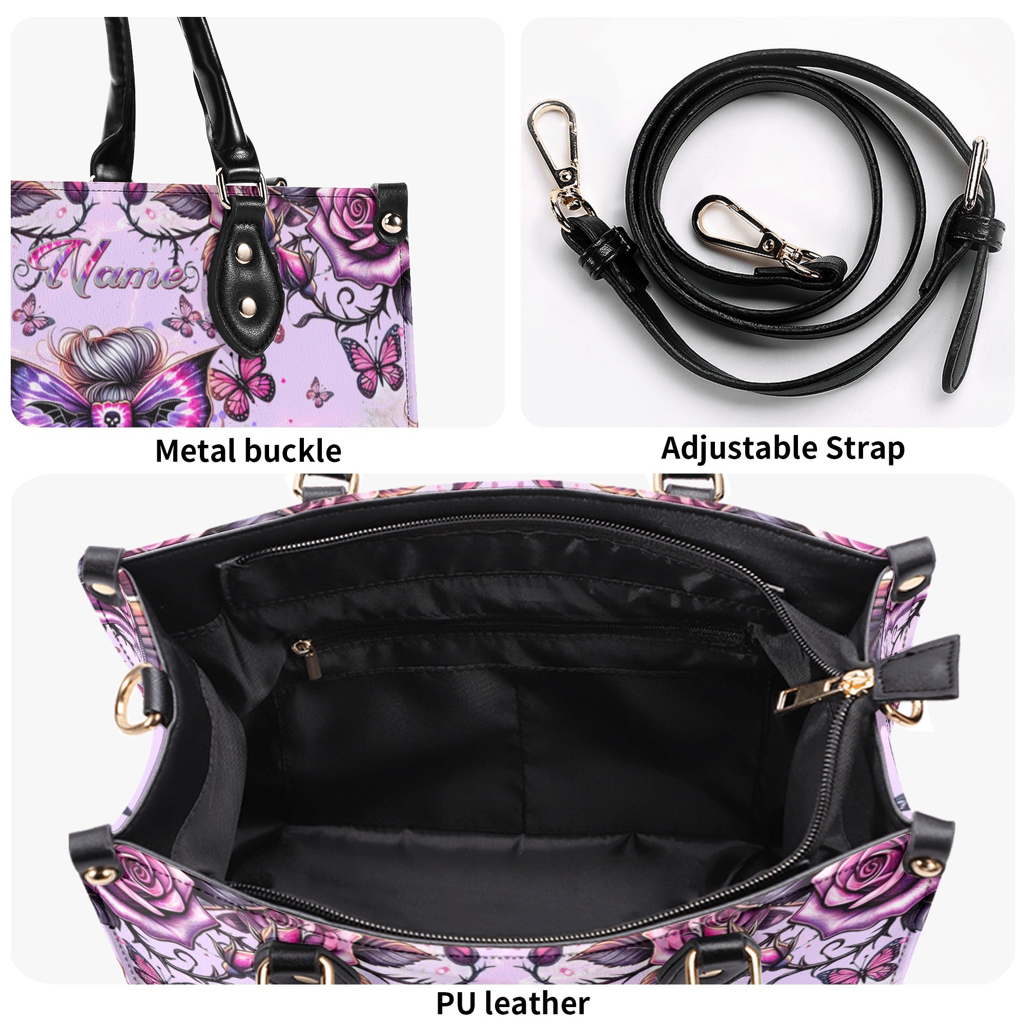 SKULL MESSY BUN  LEATHER HANDBAG - TLNT1210242