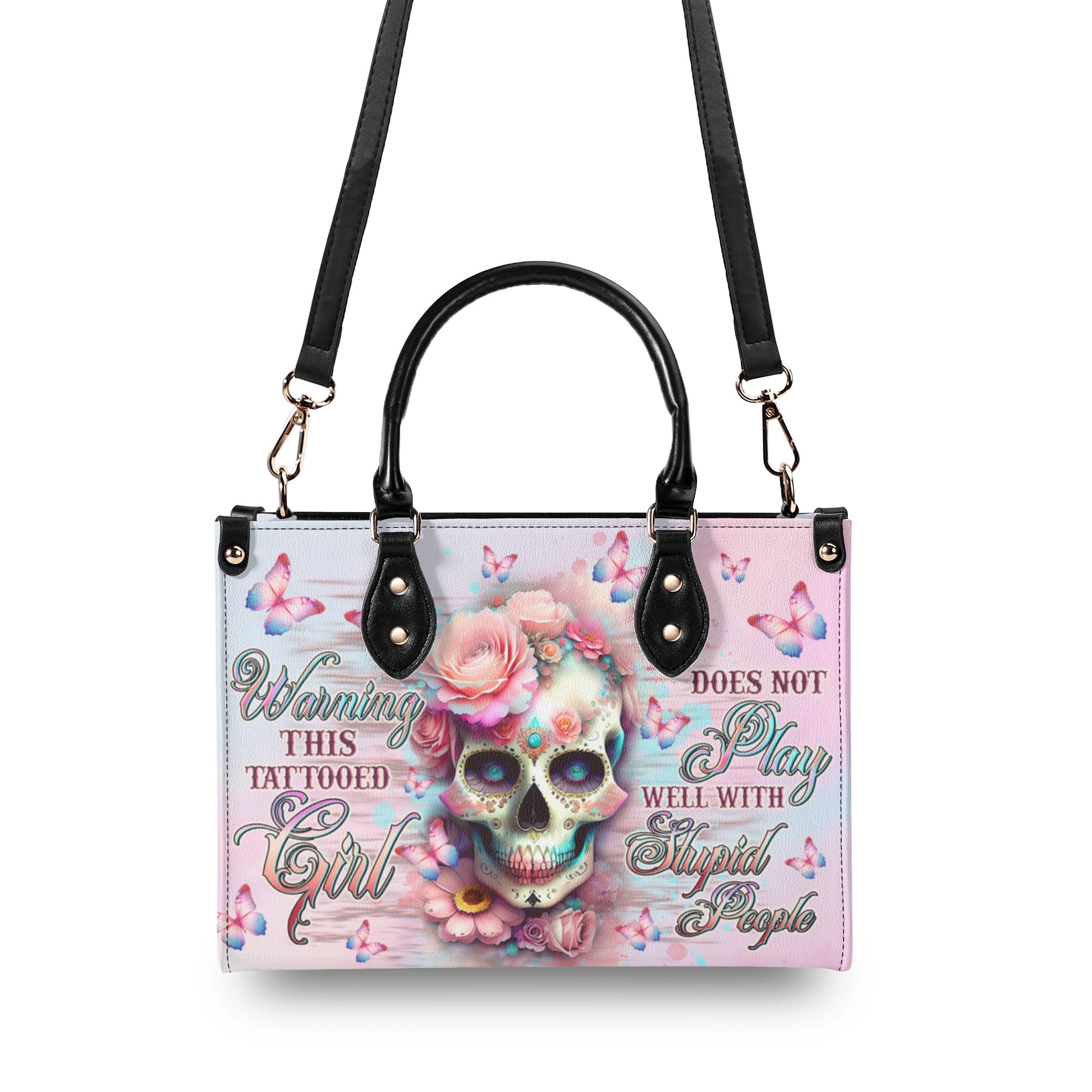 WARNING THIS TATTOOED GIRL  LEATHER HANDBAG - TLTW2211243