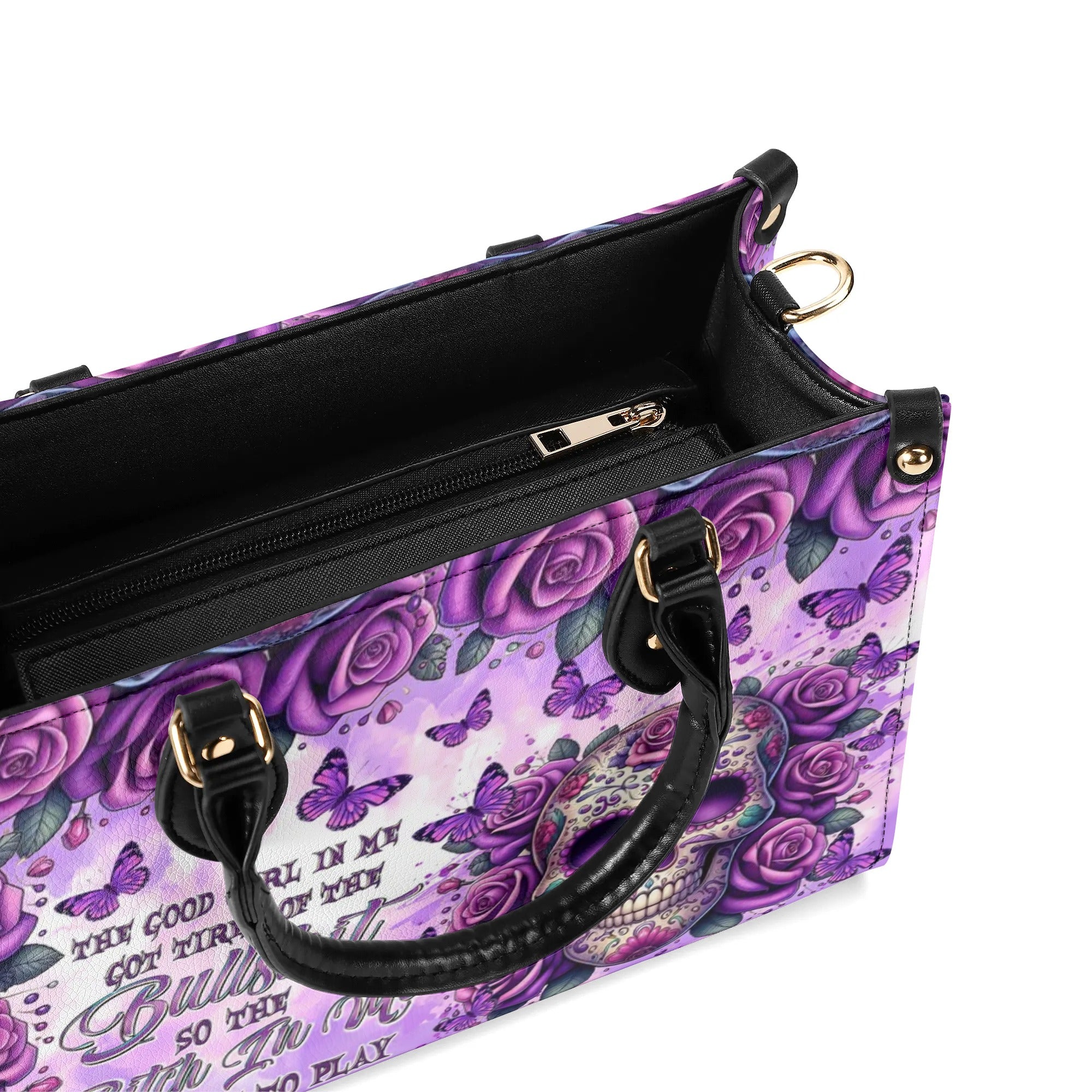 SUGAR SKULL ROSE LEATHER HANDBAG  - TLTR0810245