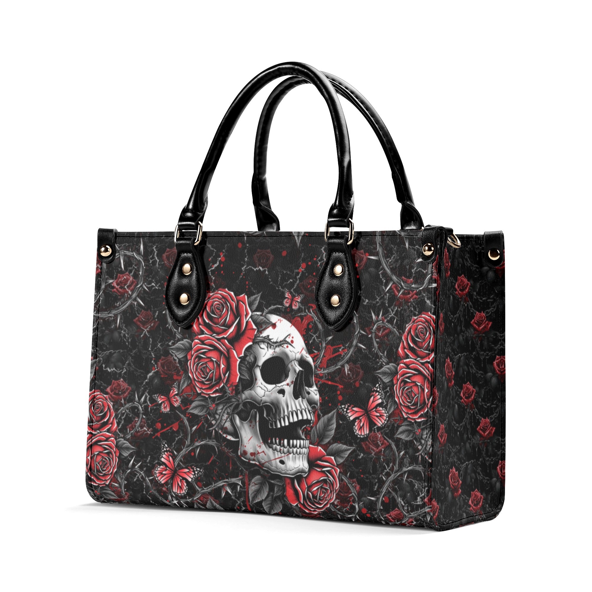 SKULL ROSES LEATHER HANDBAG - YHHG1811244