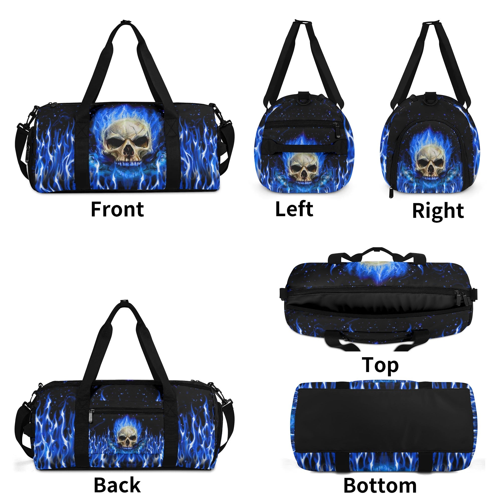 BLUE FIRE SKULL TRAVEL BAG - YHHG1208254