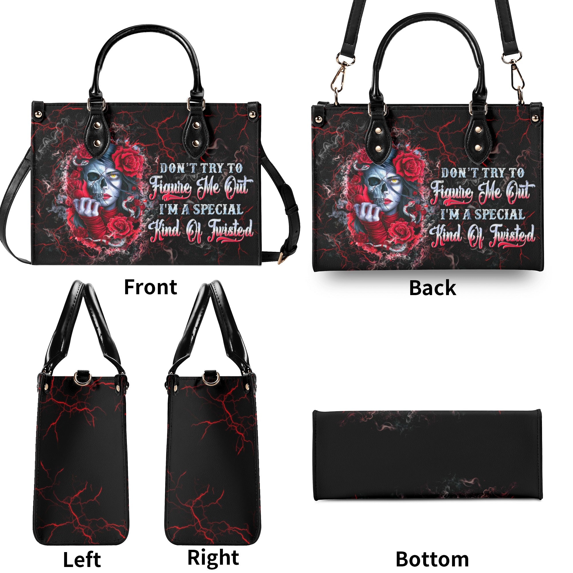 DON'T TRY TO FIGURE ME OUT SKULL LADY LEATHER HANDBAG - TLTW0711245