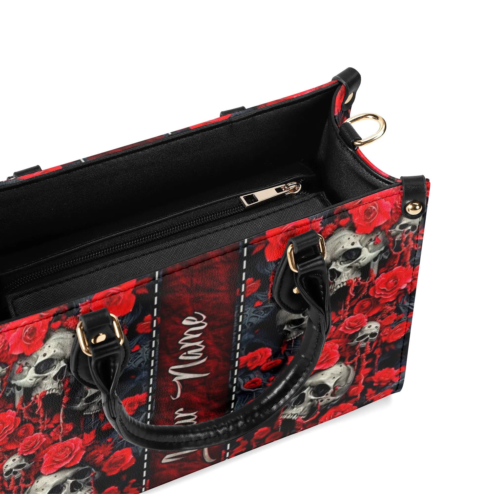 SKULL ROSES LEATHER HANDBAG - TLNZ3009243