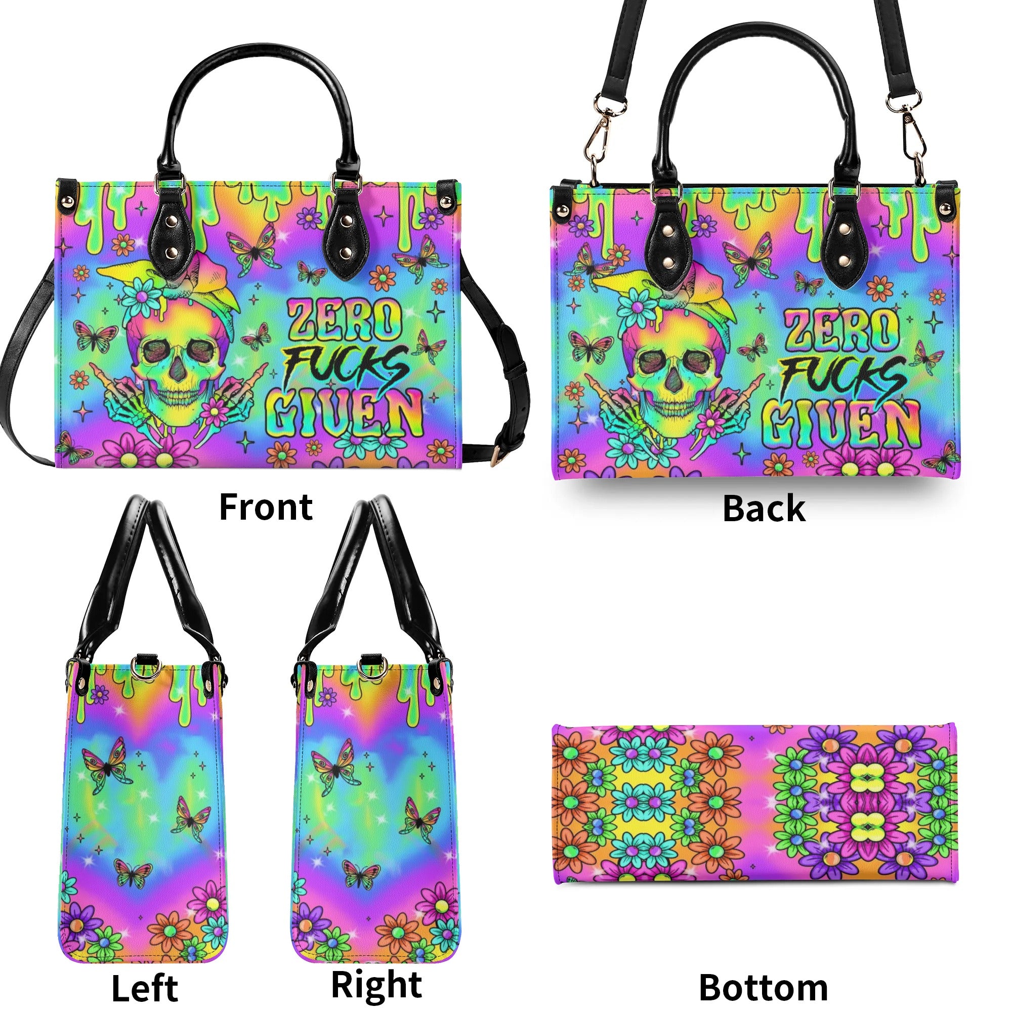 ZERO F GIVEN SKULL TIE DYE LEATHER HANDBAG - TLNO2607244