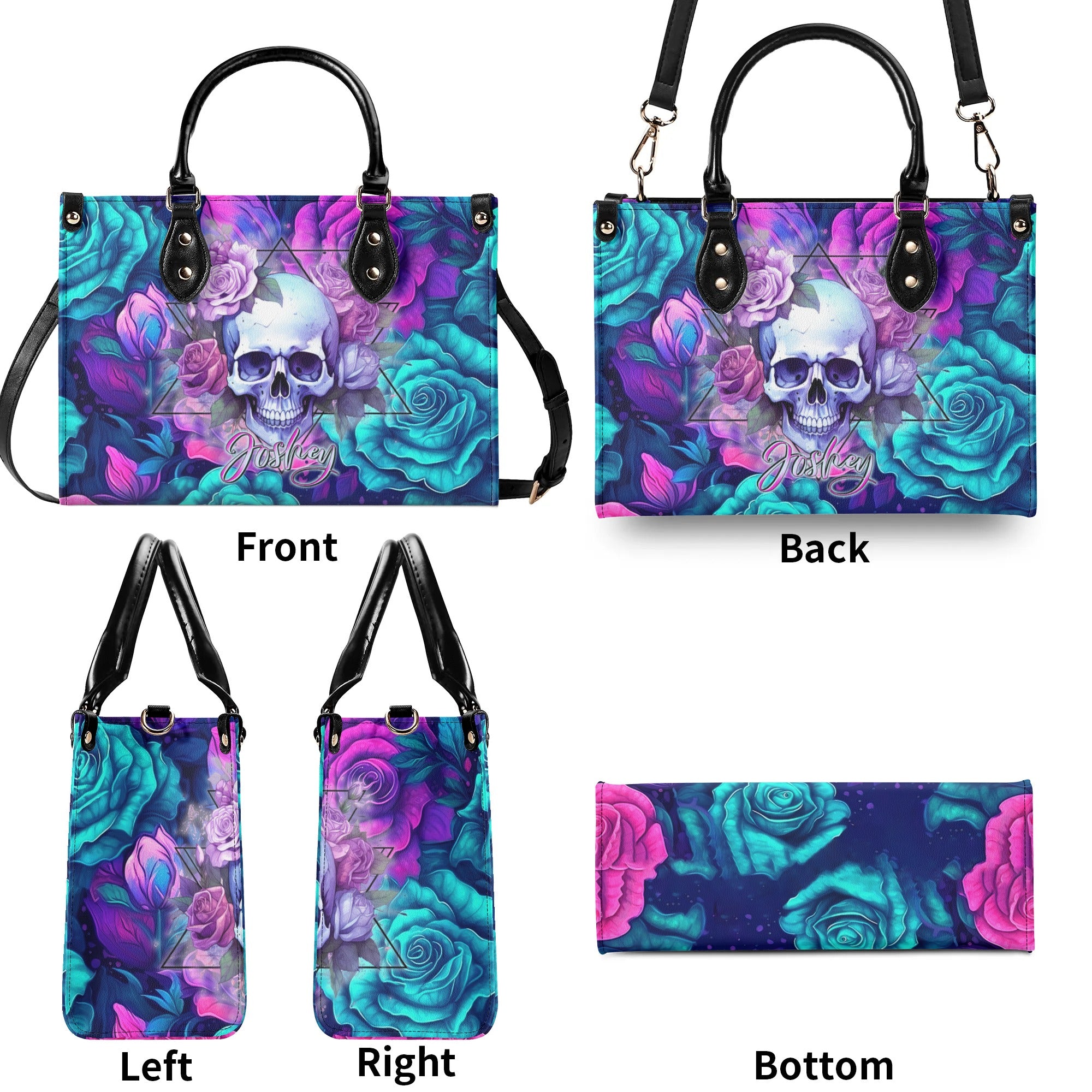 SKULL ROSES LEATHER HANDBAG - TLTR1210245