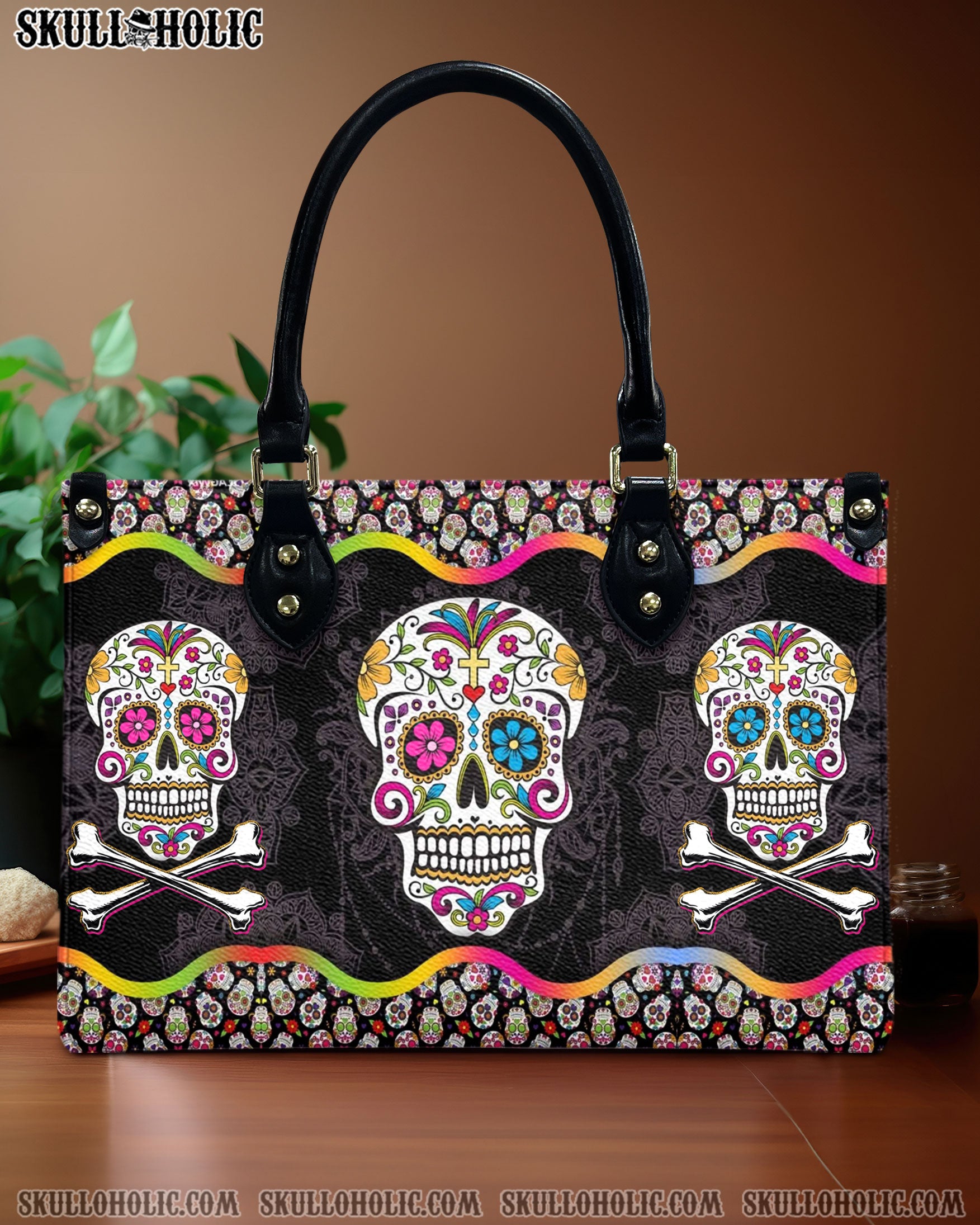 SUGAR SKULL LEATHER HANDBAG - YHDU1112244