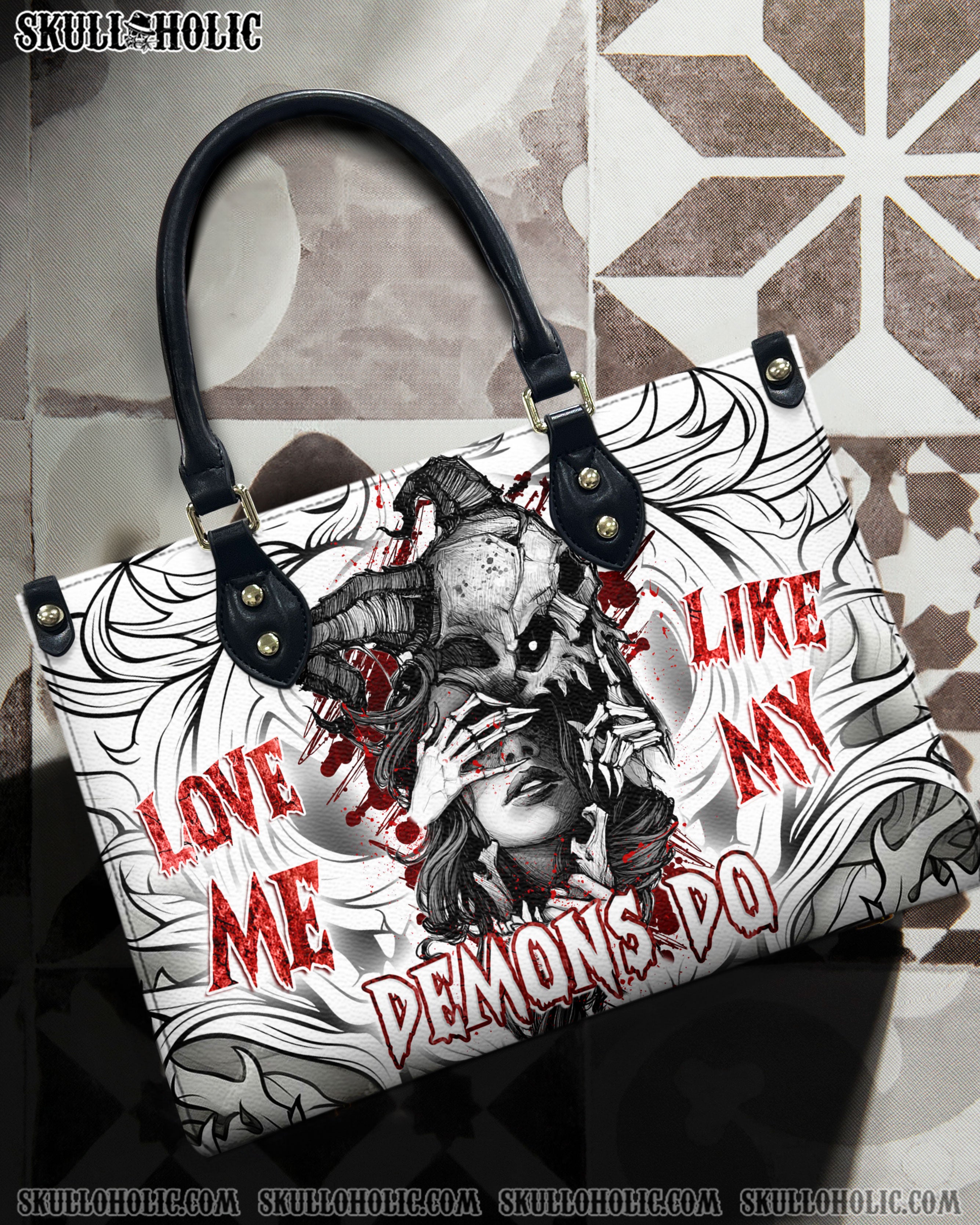 LOVE ME LIKE MY DEMONS DO LEATHER HANDBAG - YHDU2705244