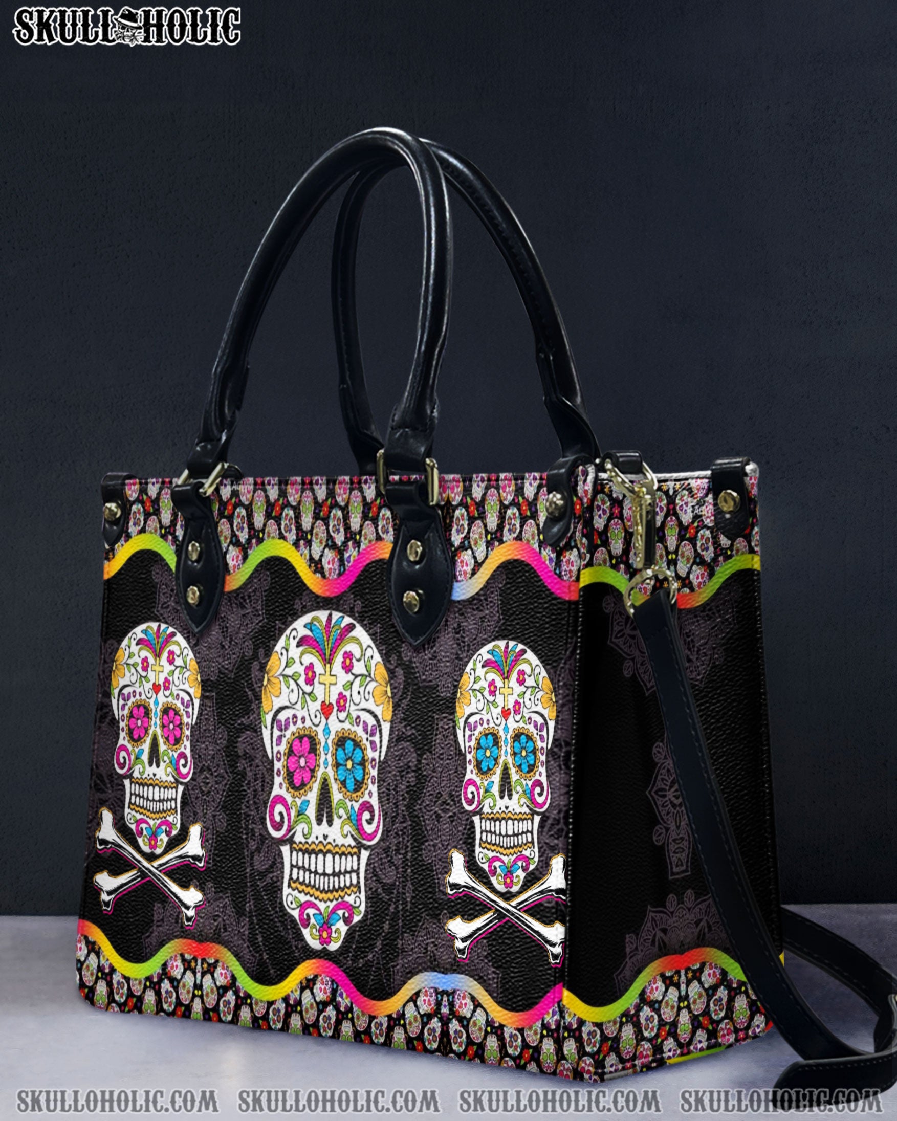 SUGAR SKULL LEATHER HANDBAG - YHDU1112244