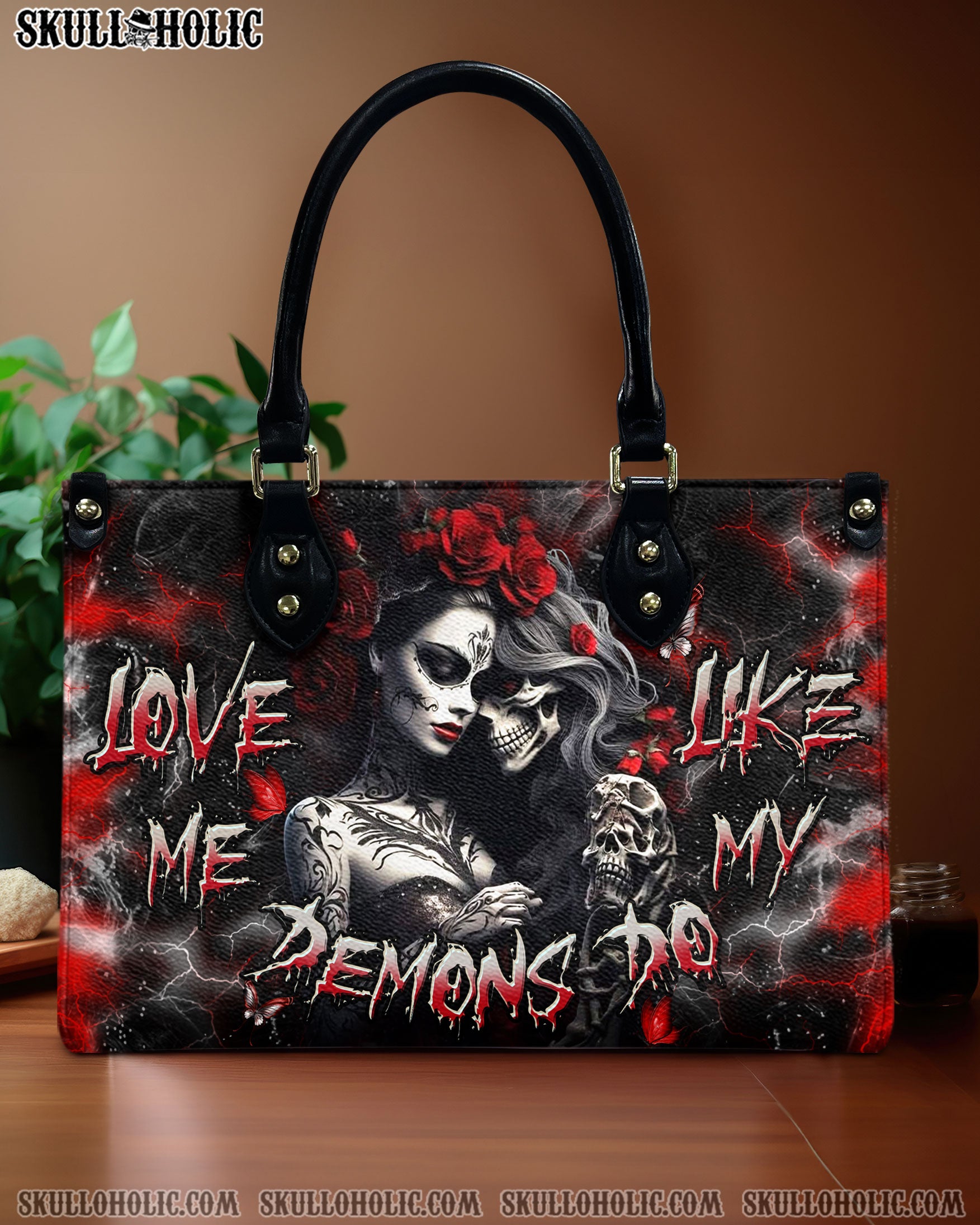 LOVE ME LIKE MY DEMONS DO LEATHER HANDBAG - YHDU0409244