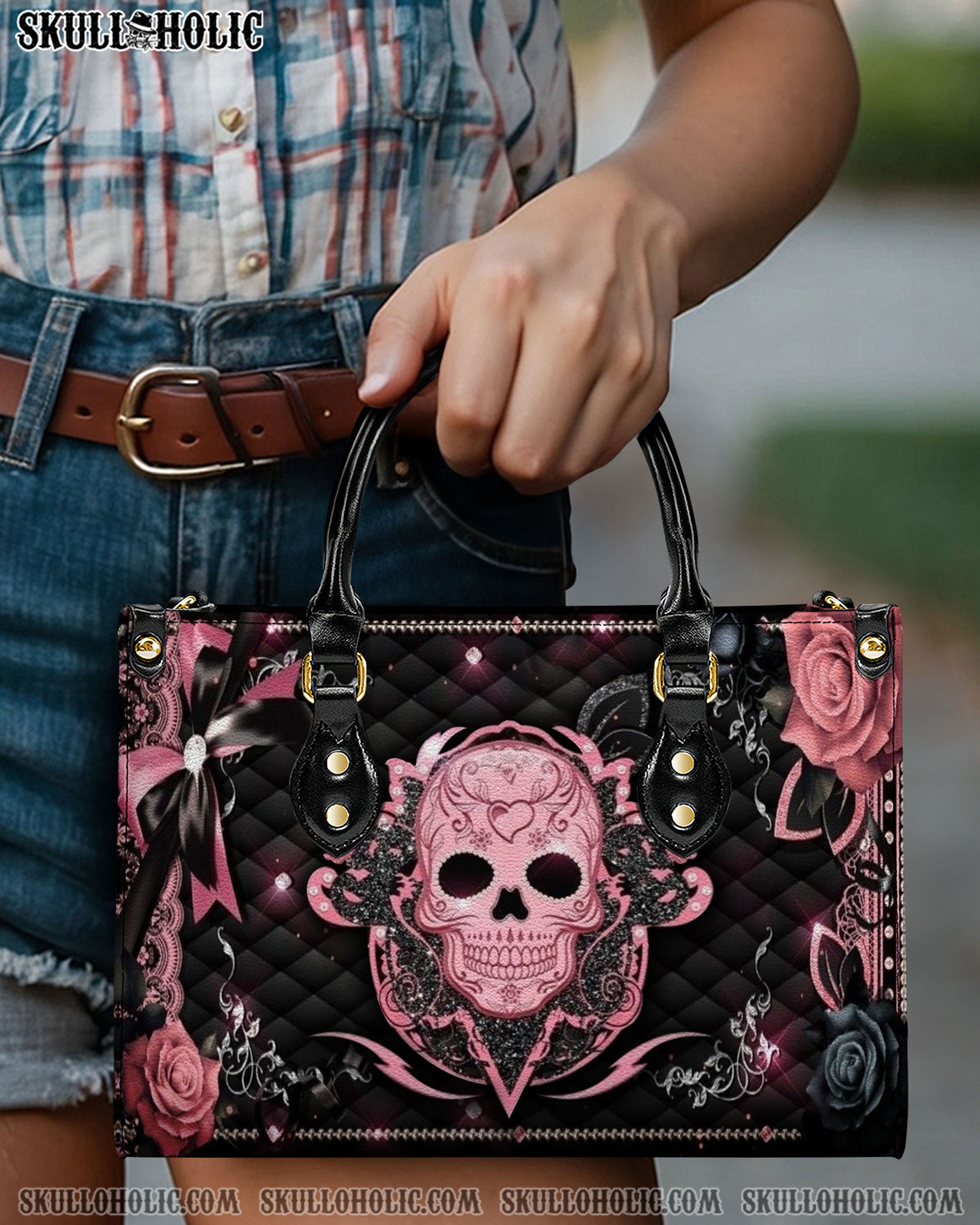 SUGAR SKULL LEATHER HANDBAG - YHDU2208244