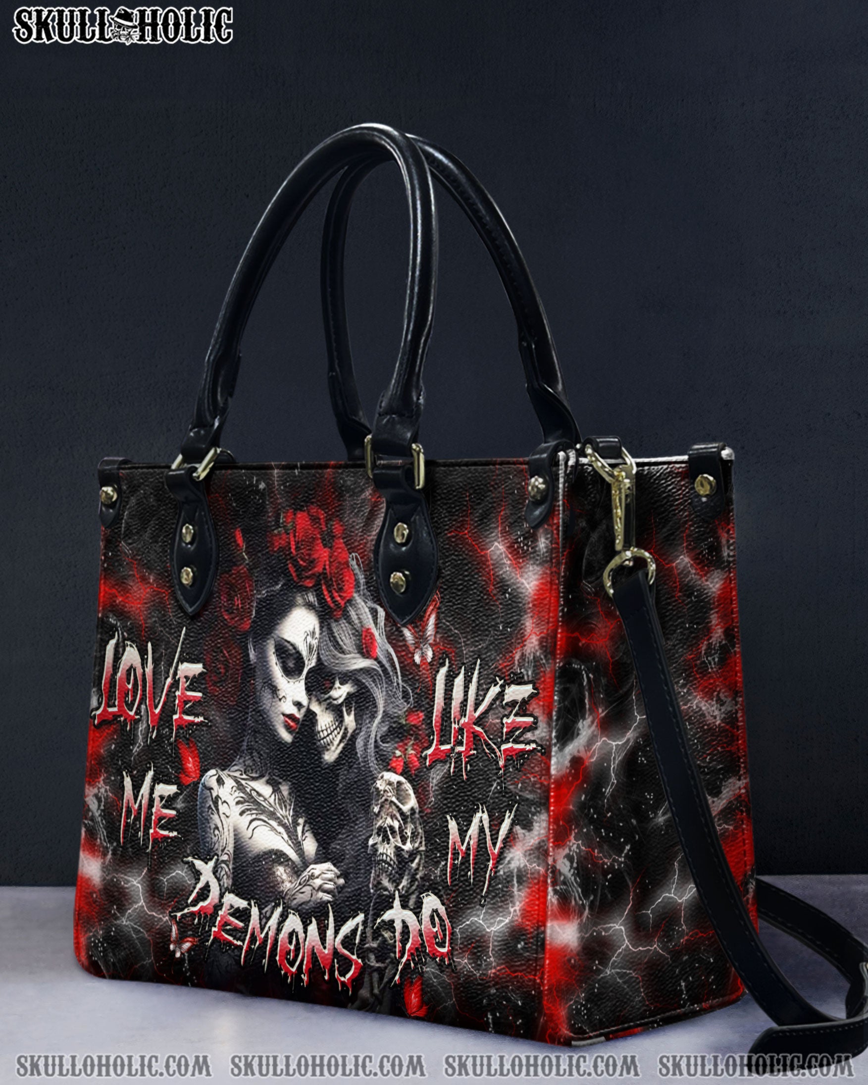 LOVE ME LIKE MY DEMONS DO LEATHER HANDBAG - YHDU0409244