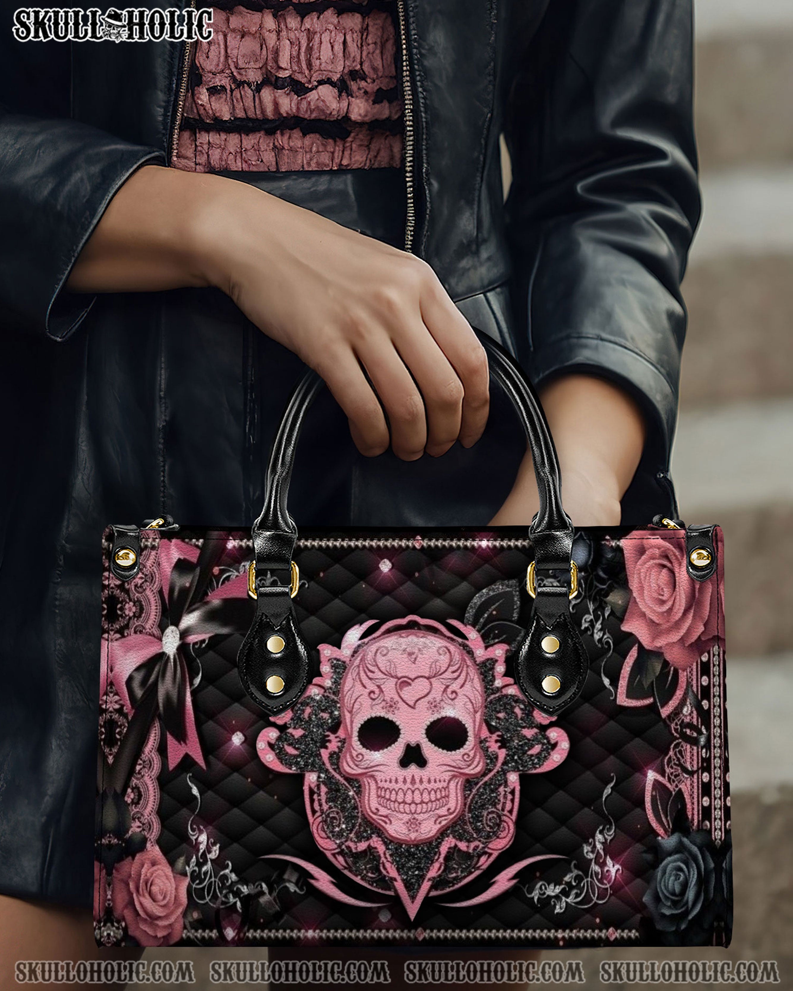 SUGAR SKULL LEATHER HANDBAG - YHDU2208244