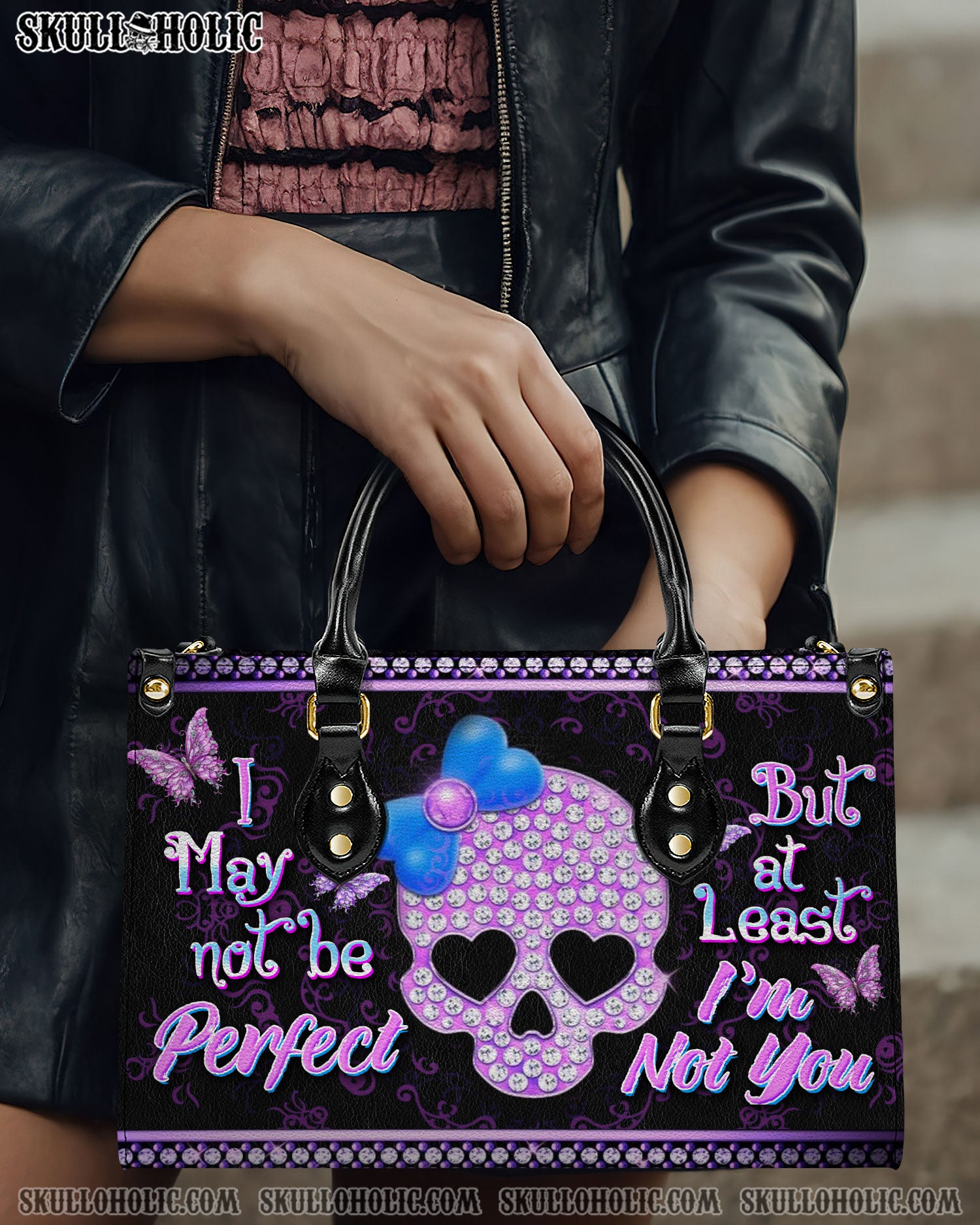 I MAY NOT BE PERFECT LEATHER HANDBAG - YHDU0508241