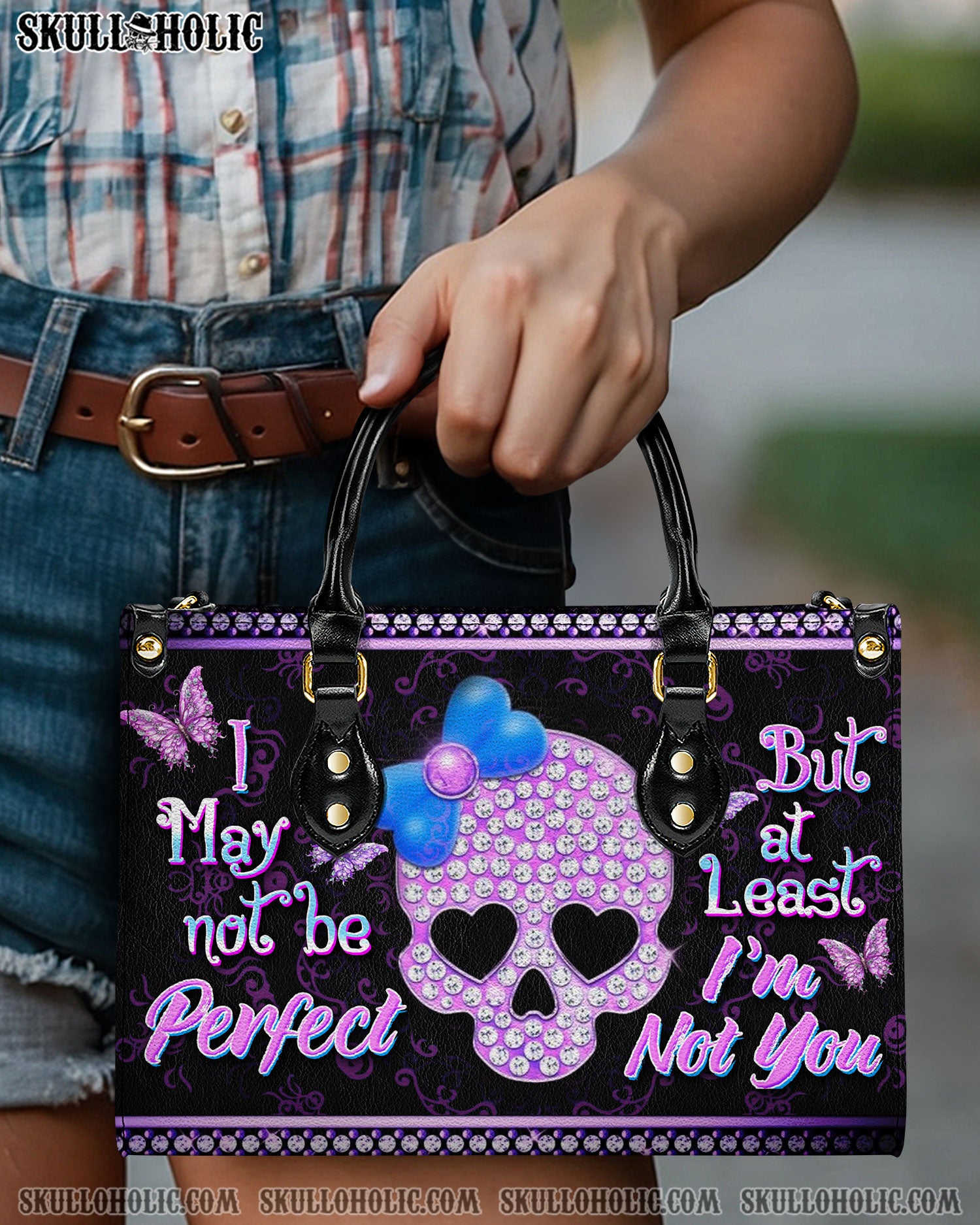 I MAY NOT BE PERFECT LEATHER HANDBAG - YHDU0508241