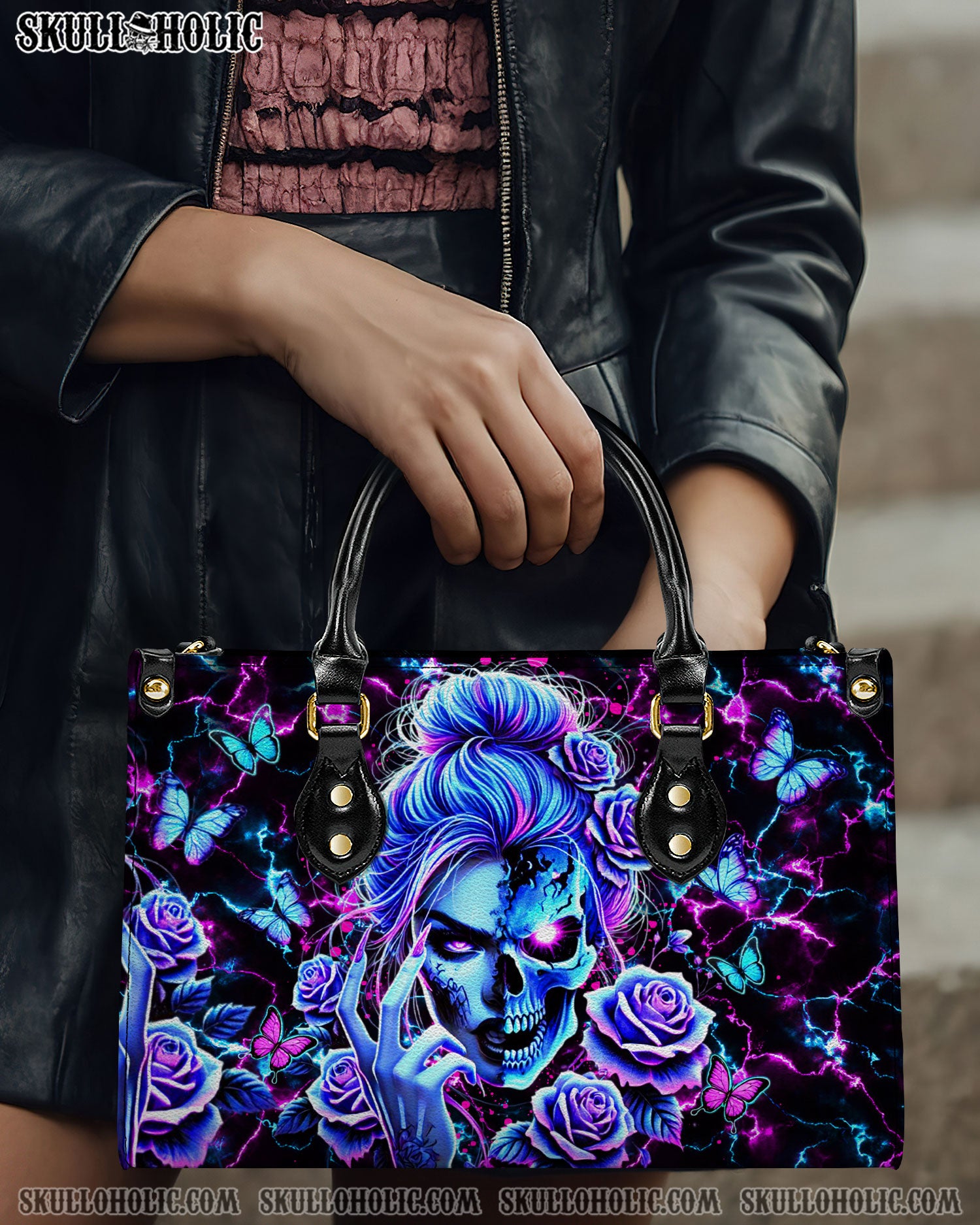 SKULL LADY LEATHER HANDBAG - YHDU2412244