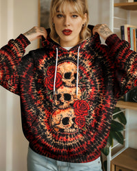 VINTAGE THREE ROSE SKULL SWIRL ALL OVER PRINT - TLHG0303261
