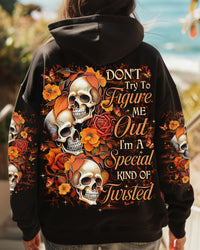DON'T TRY TO FIGURE ME OUT FLOWER SKULL ALL OVER PRINT - TLNO2911241