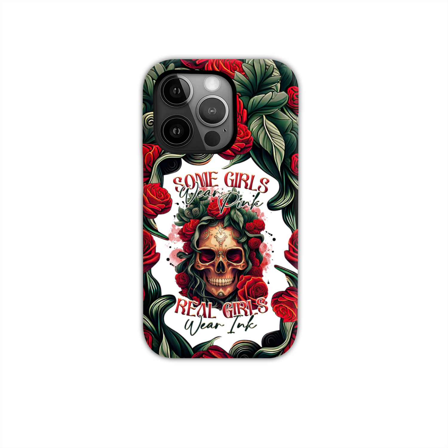 REAL GIRLS WEAR INK SKULL ROSE PHONE CASE - TLTR1407232