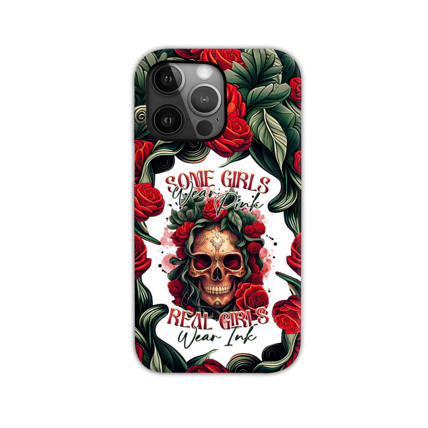 REAL GIRLS WEAR INK SKULL ROSE PHONE CASE - TLTR1407232