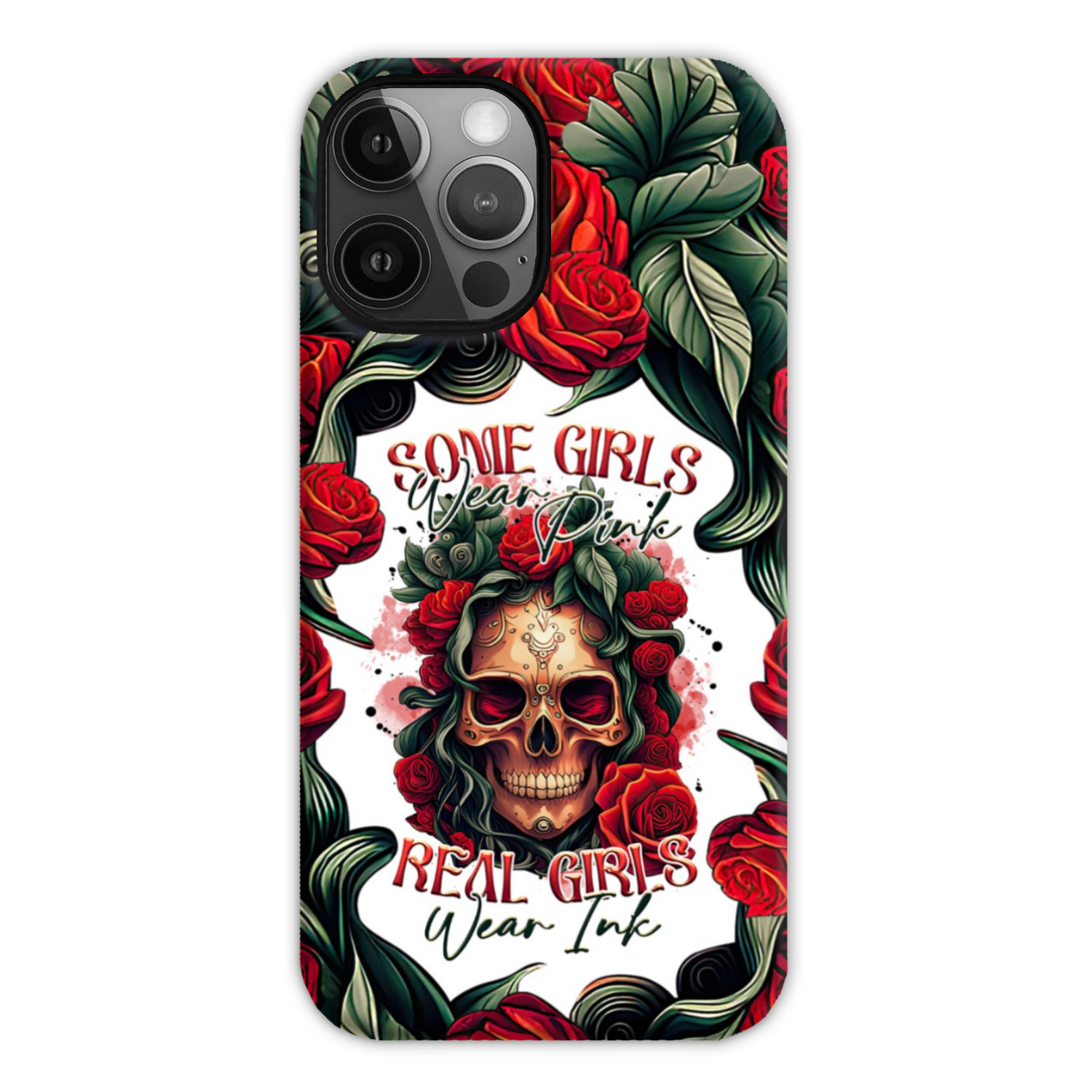 REAL GIRLS WEAR INK SKULL ROSE PHONE CASE - TLTR1407232