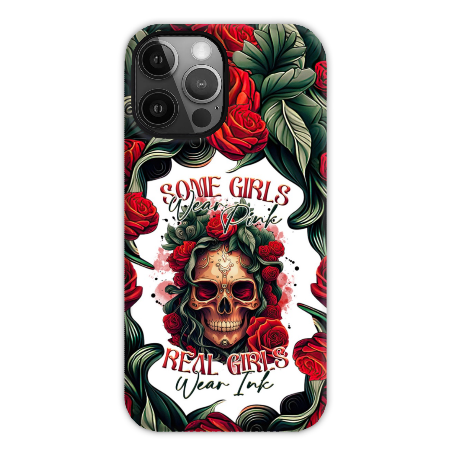 REAL GIRLS WEAR INK SKULL ROSE PHONE CASE - TLTR1407232