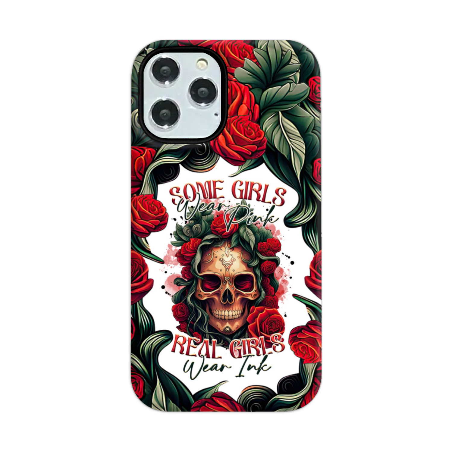 REAL GIRLS WEAR INK SKULL ROSE PHONE CASE - TLTR1407232