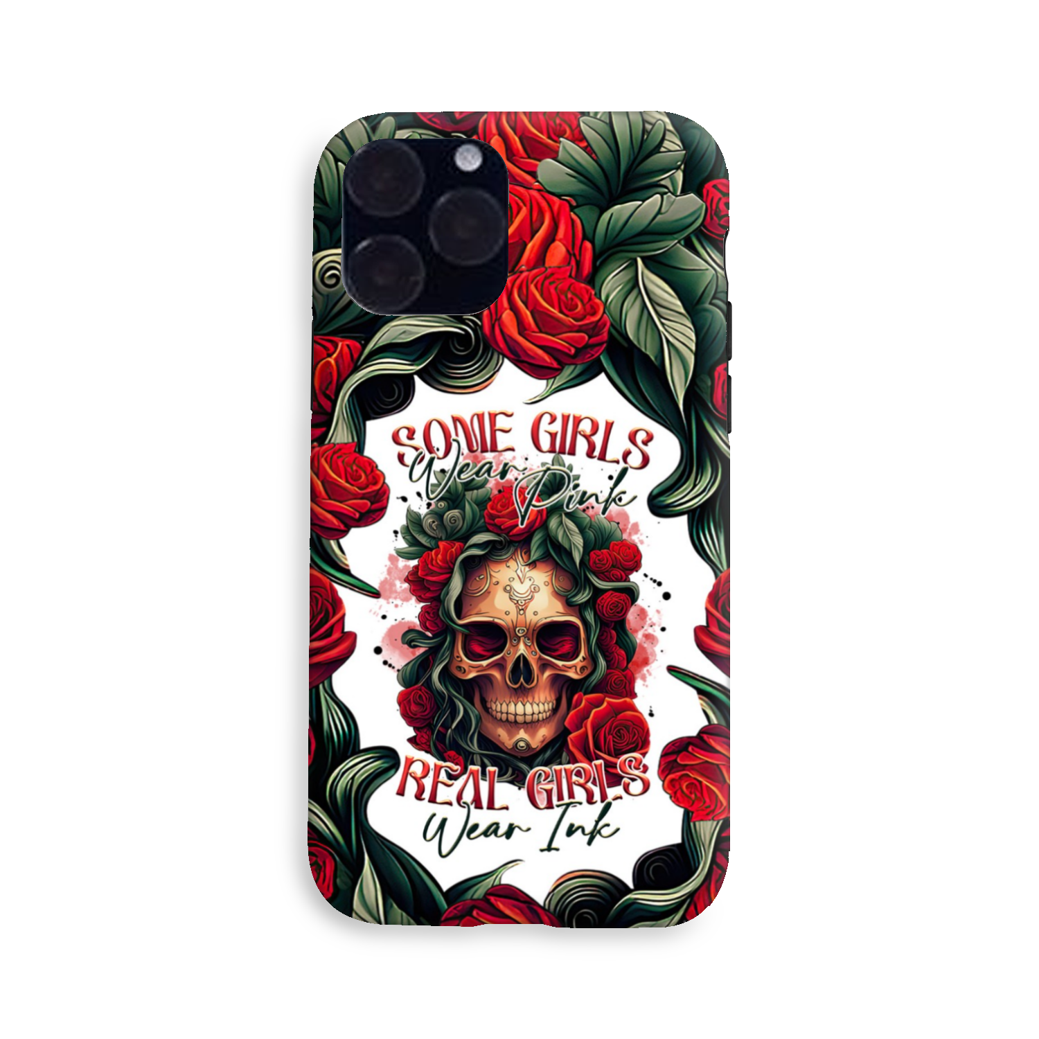 REAL GIRLS WEAR INK SKULL ROSE PHONE CASE - TLTR1407232