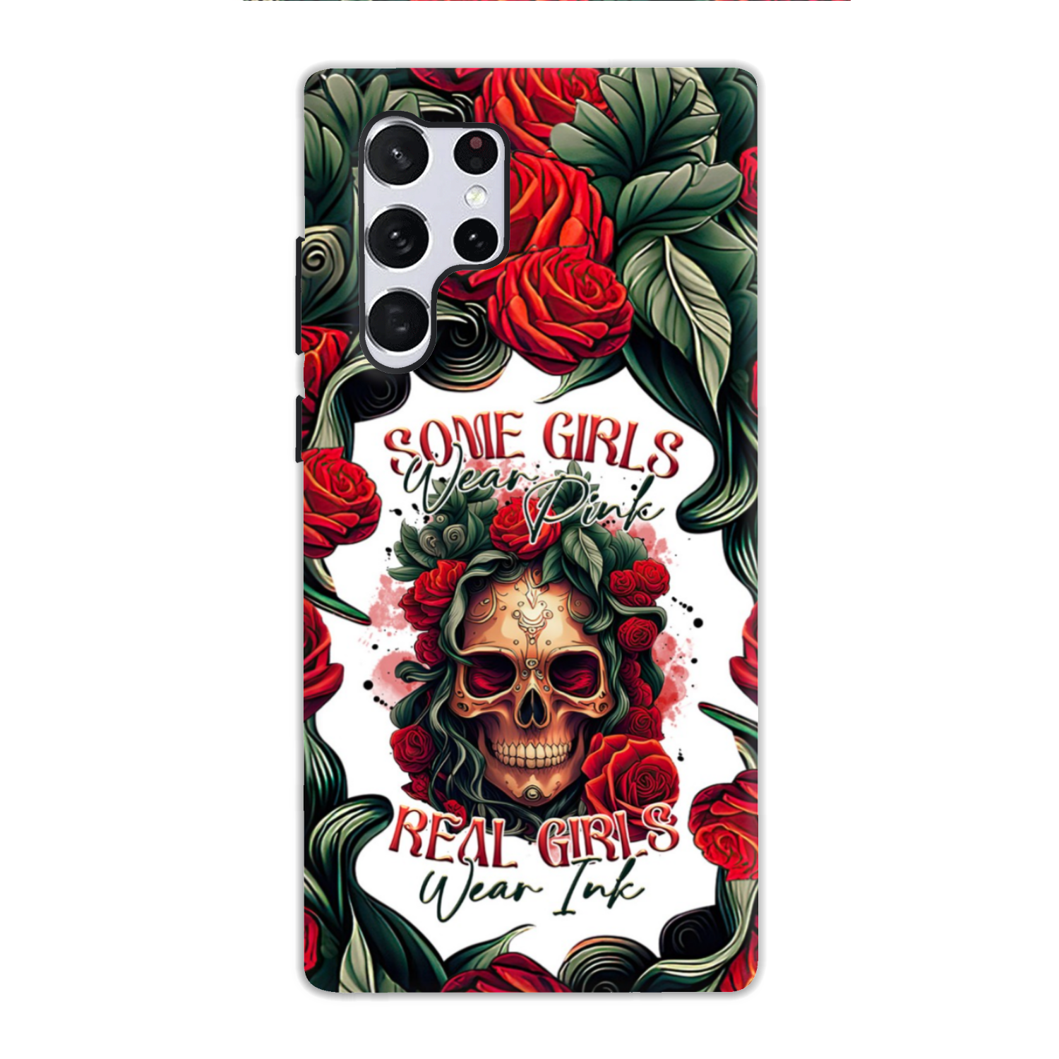 REAL GIRLS WEAR INK SKULL ROSE PHONE CASE - TLTR1407232