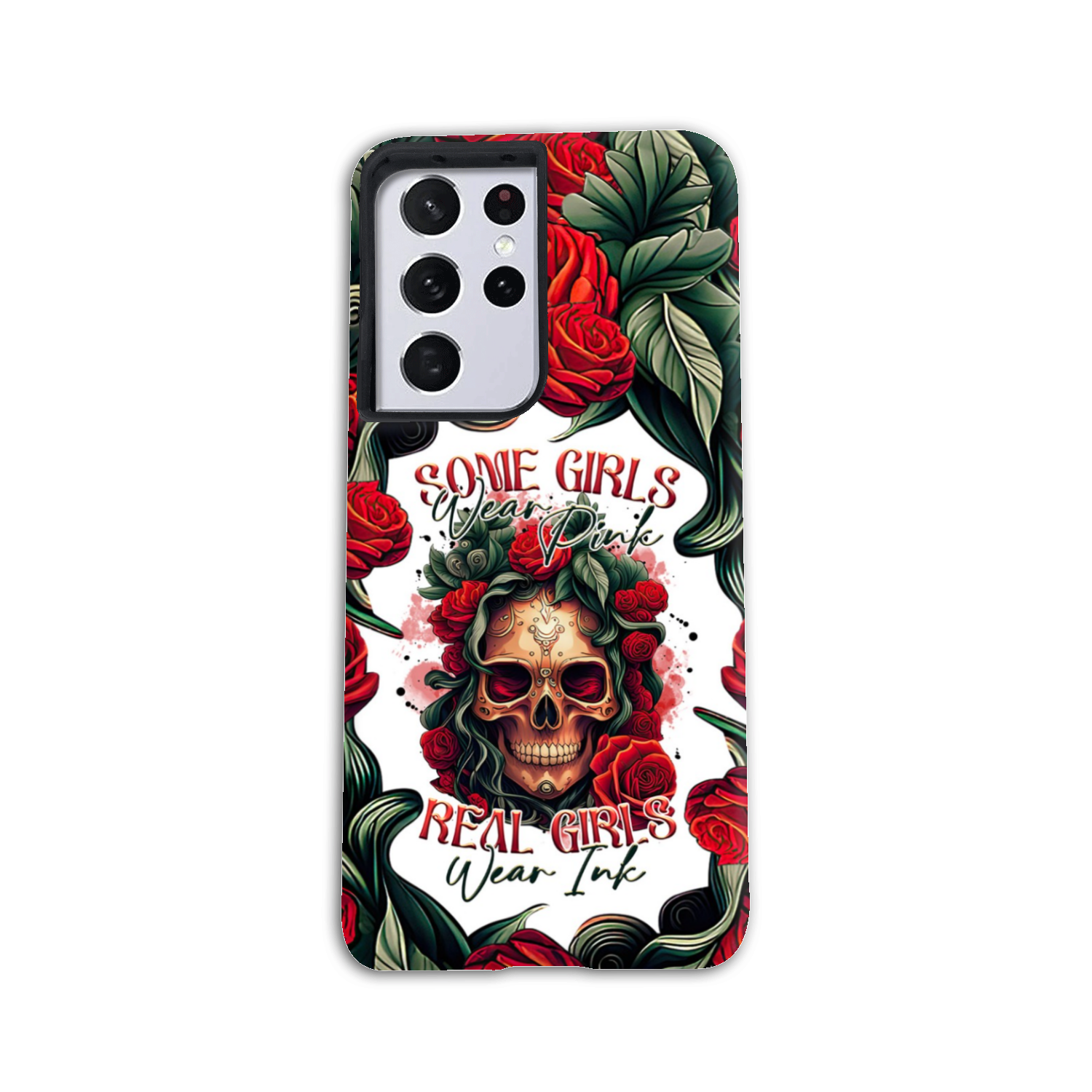 REAL GIRLS WEAR INK SKULL ROSE PHONE CASE - TLTR1407232