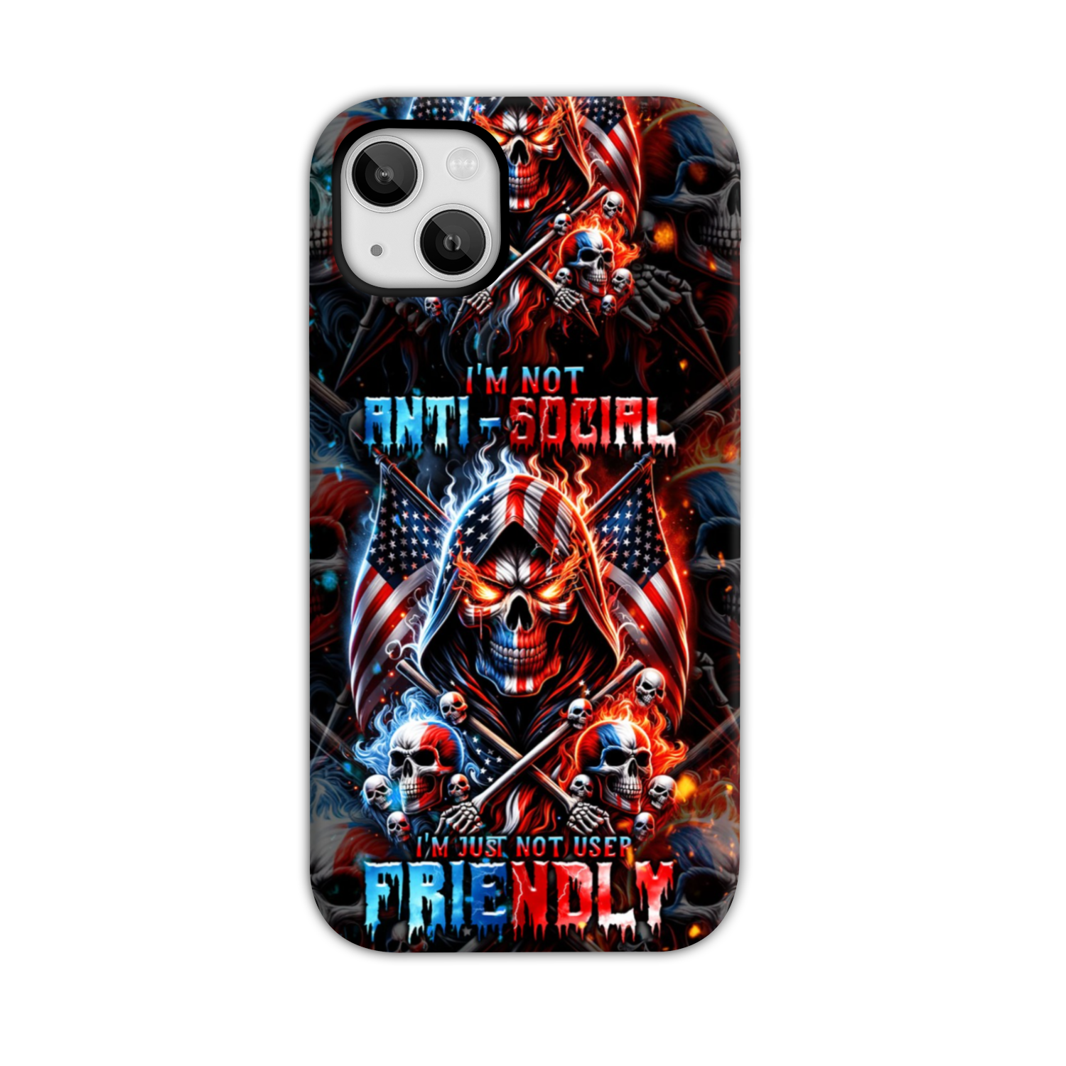 I'M NOT ANTI-SOCIAL MAD SKULL PHONE CASE - TLNT2711237