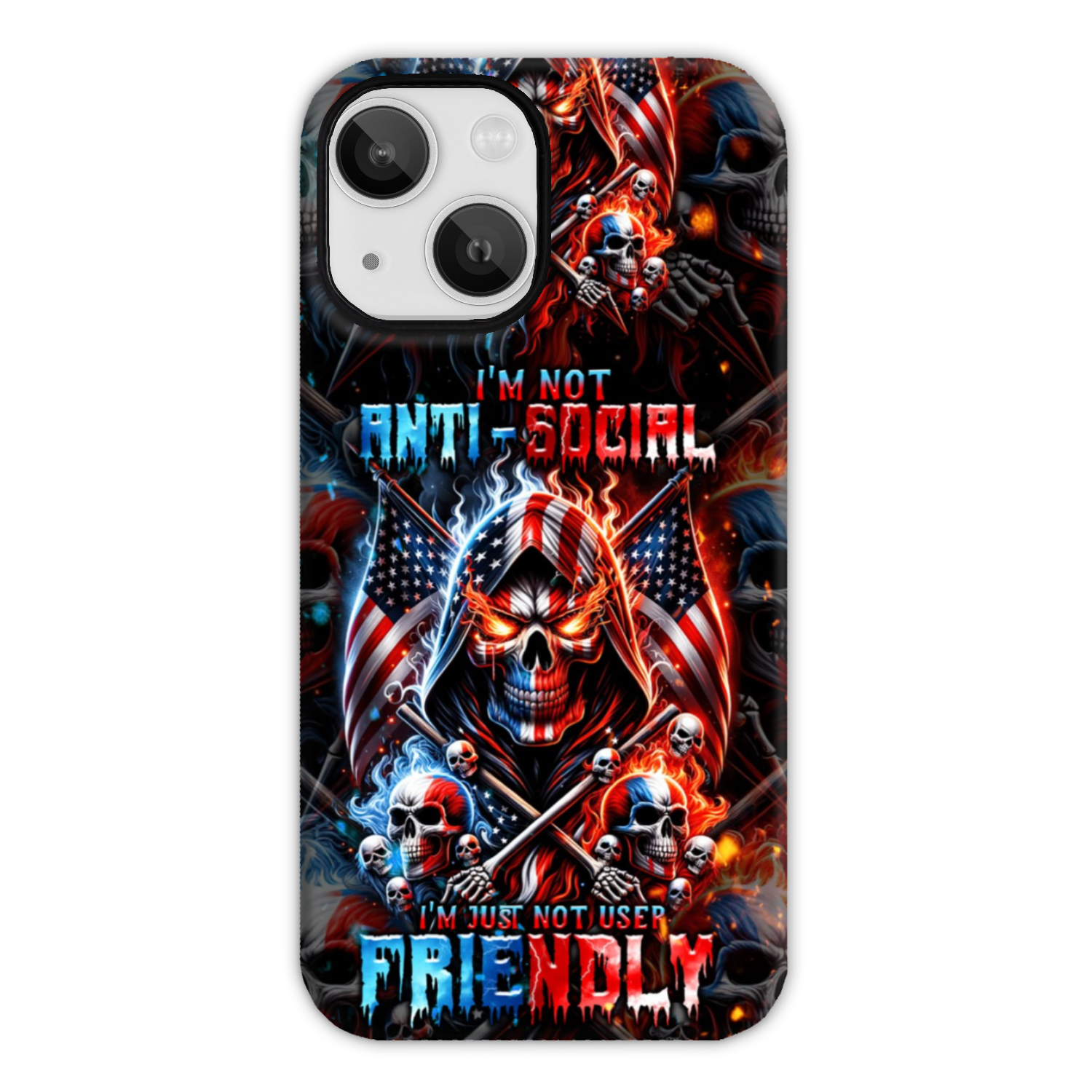 I'M NOT ANTI-SOCIAL MAD SKULL PHONE CASE - TLNT2711237