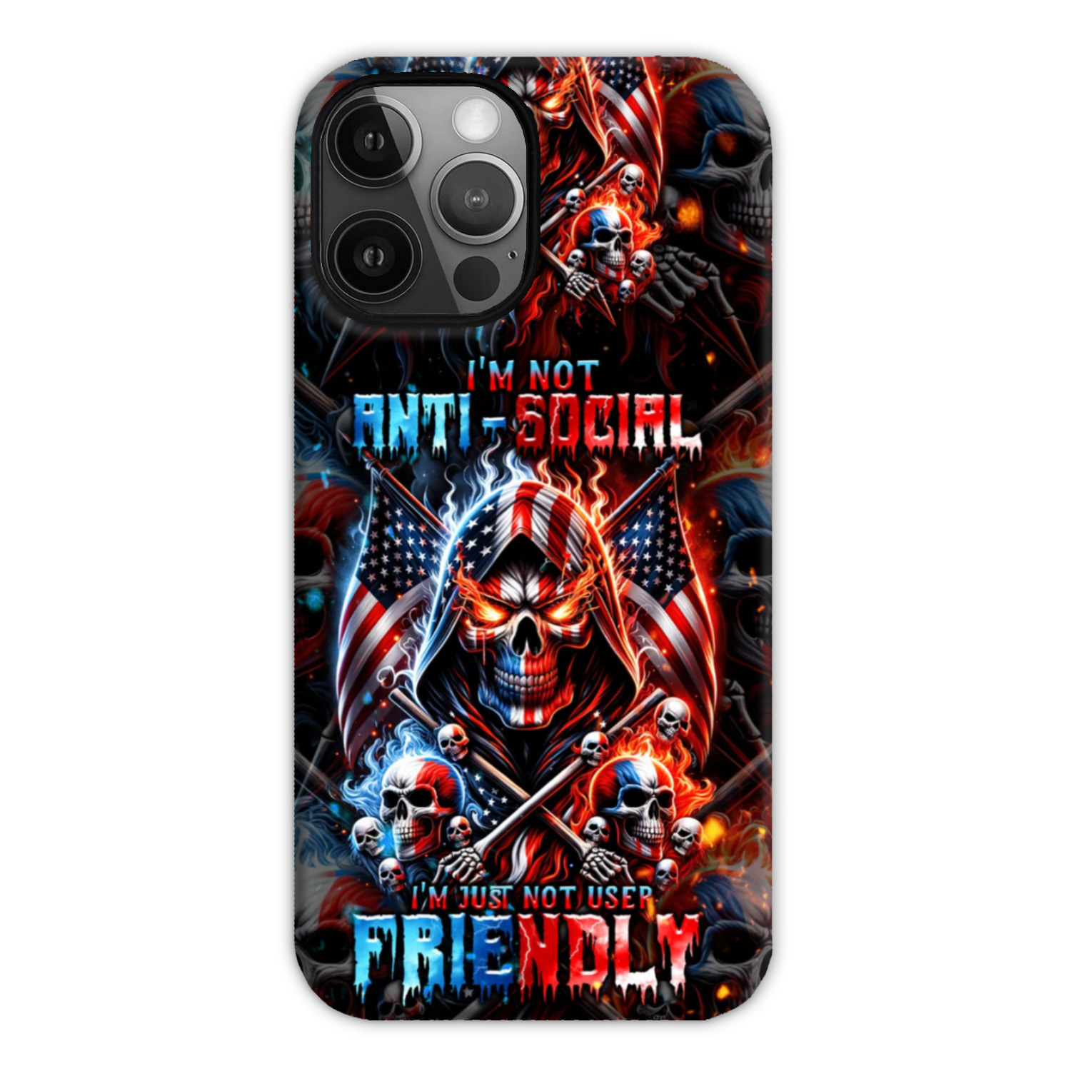 I'M NOT ANTI-SOCIAL MAD SKULL PHONE CASE - TLNT2711237