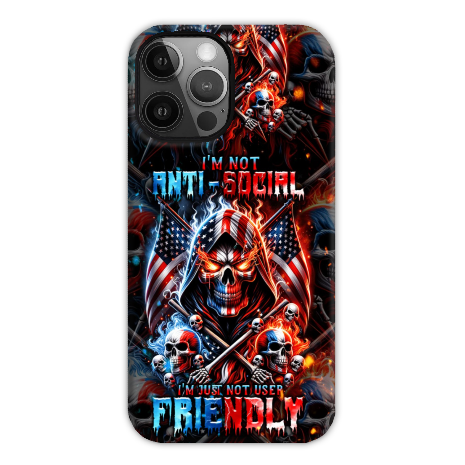 I'M NOT ANTI-SOCIAL MAD SKULL PHONE CASE - TLNT2711237