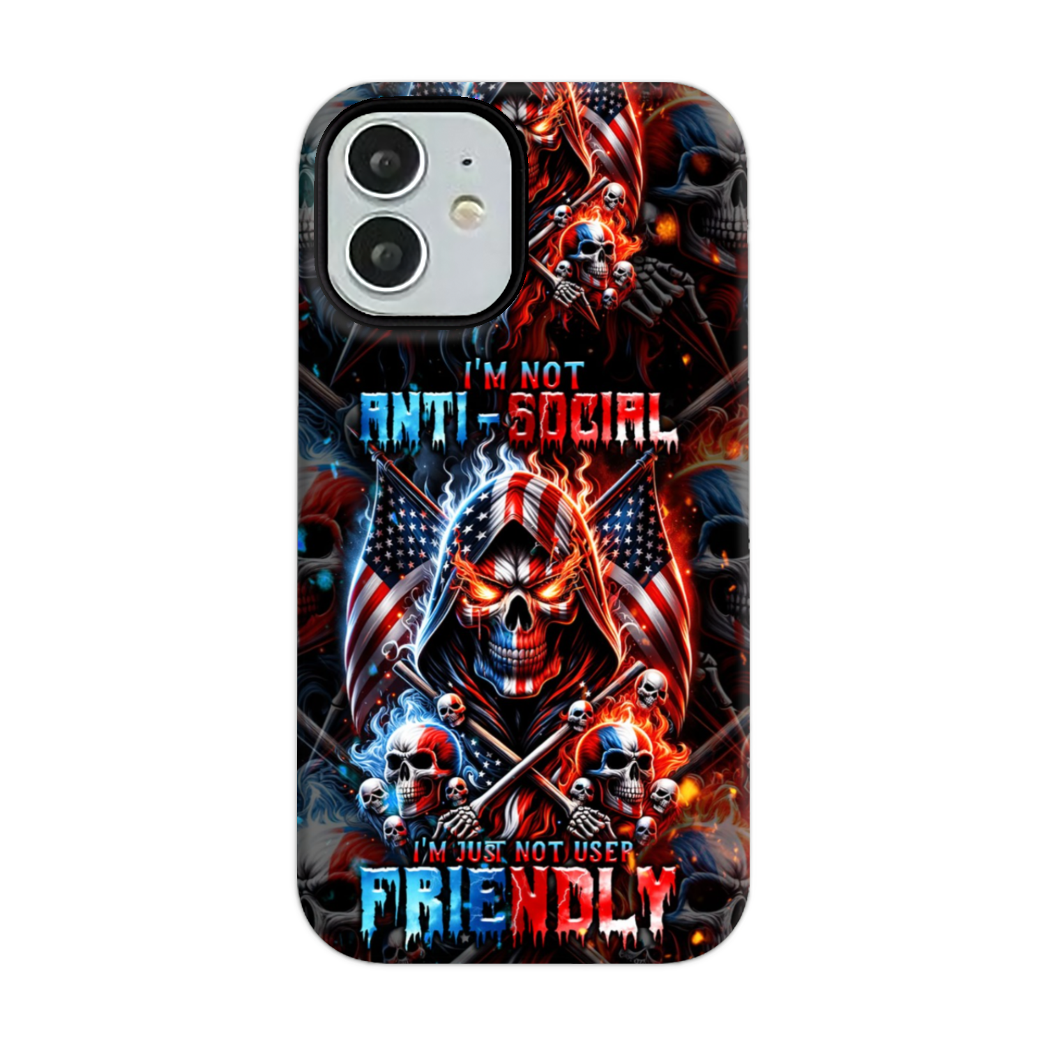 I'M NOT ANTI-SOCIAL MAD SKULL PHONE CASE - TLNT2711237