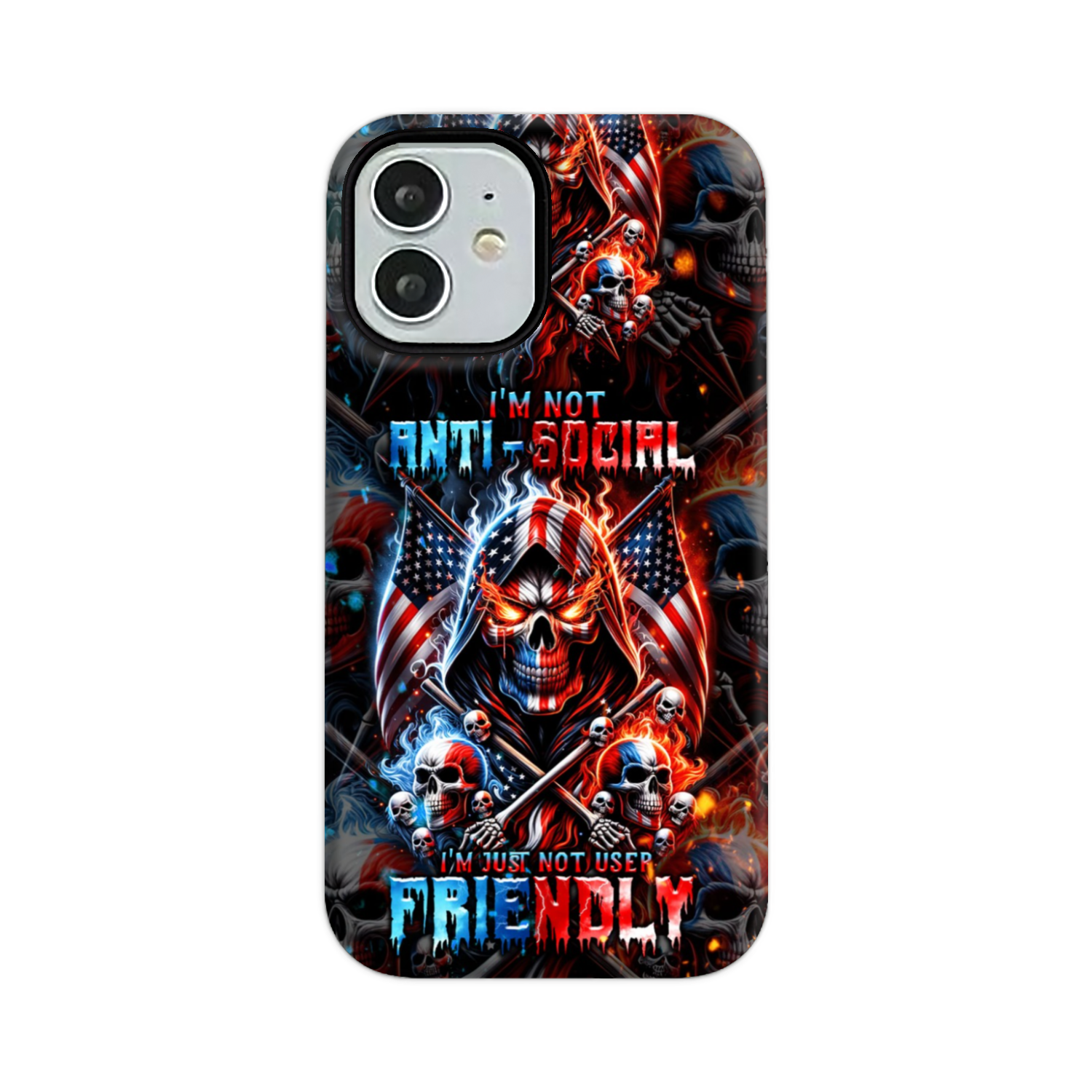 I'M NOT ANTI-SOCIAL MAD SKULL PHONE CASE - TLNT2711237