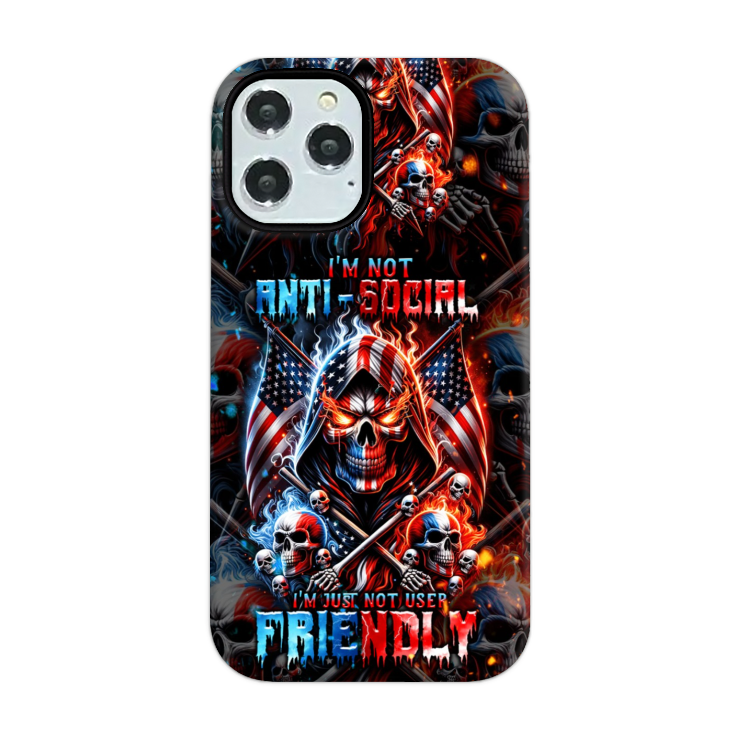 I'M NOT ANTI-SOCIAL MAD SKULL PHONE CASE - TLNT2711237